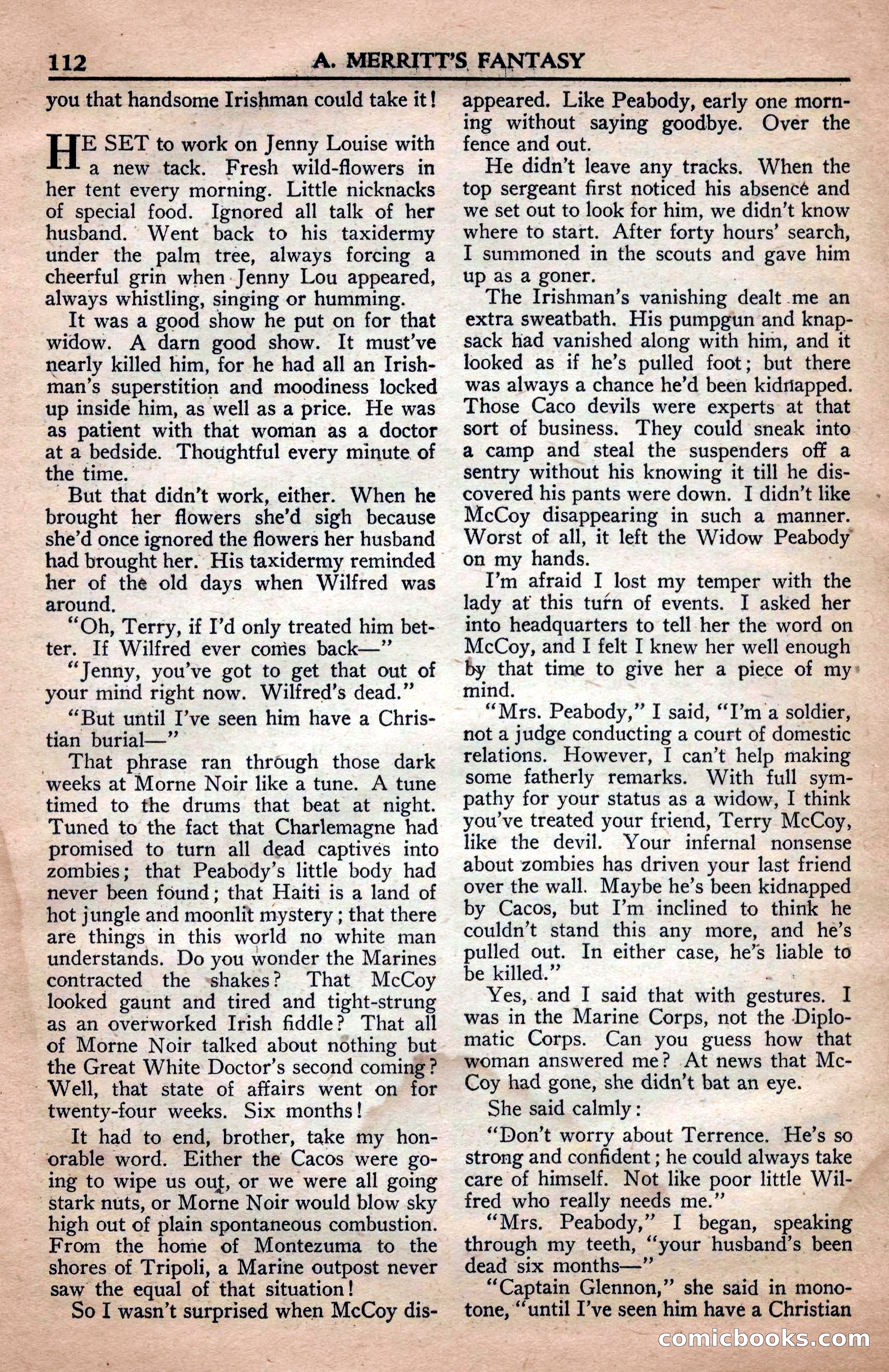 A. Merritt's Fantasy Magazine, April 1950 — page 112 of 132