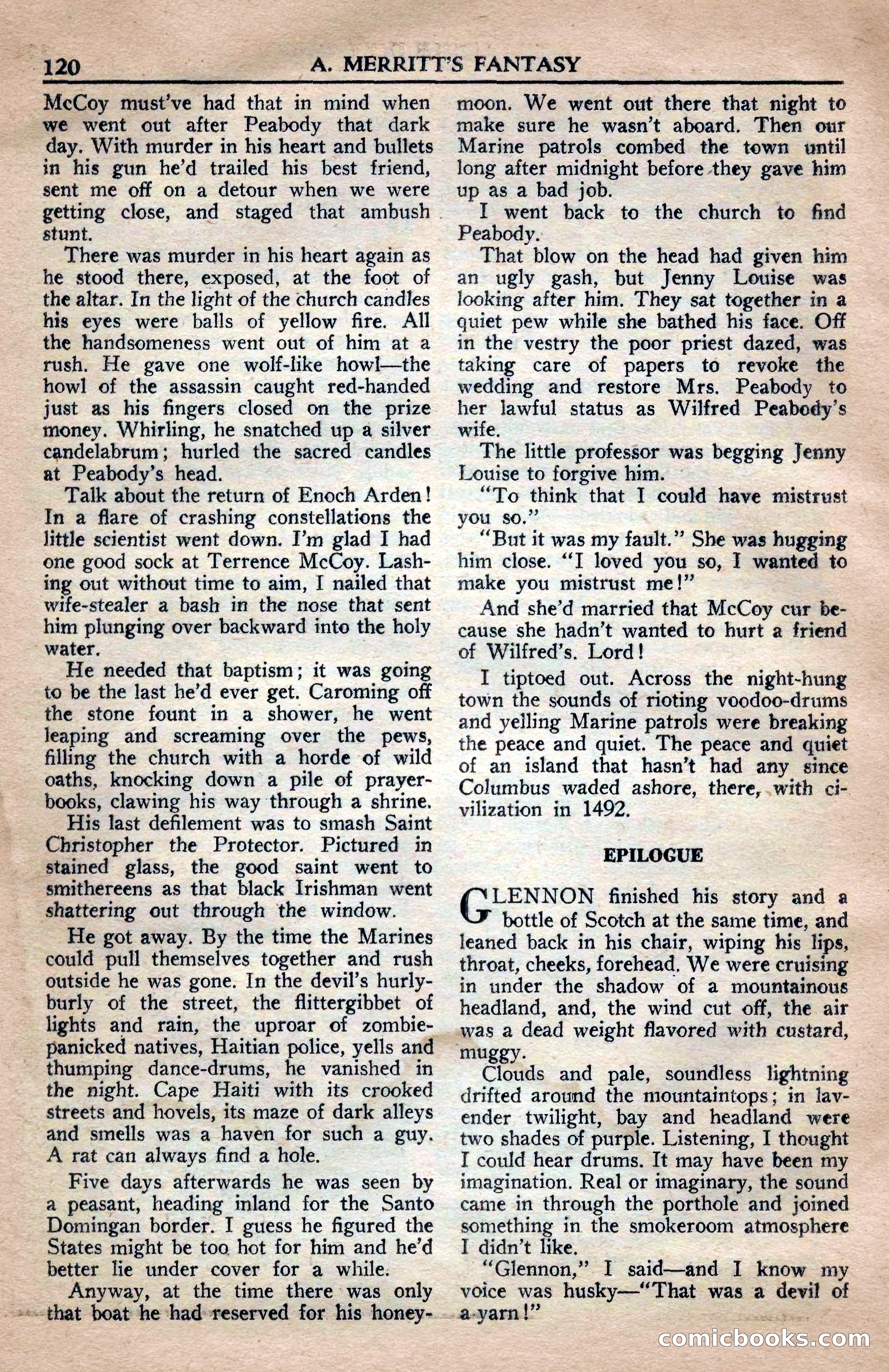 A. Merritt's Fantasy Magazine, April 1950 — page 120 of 132