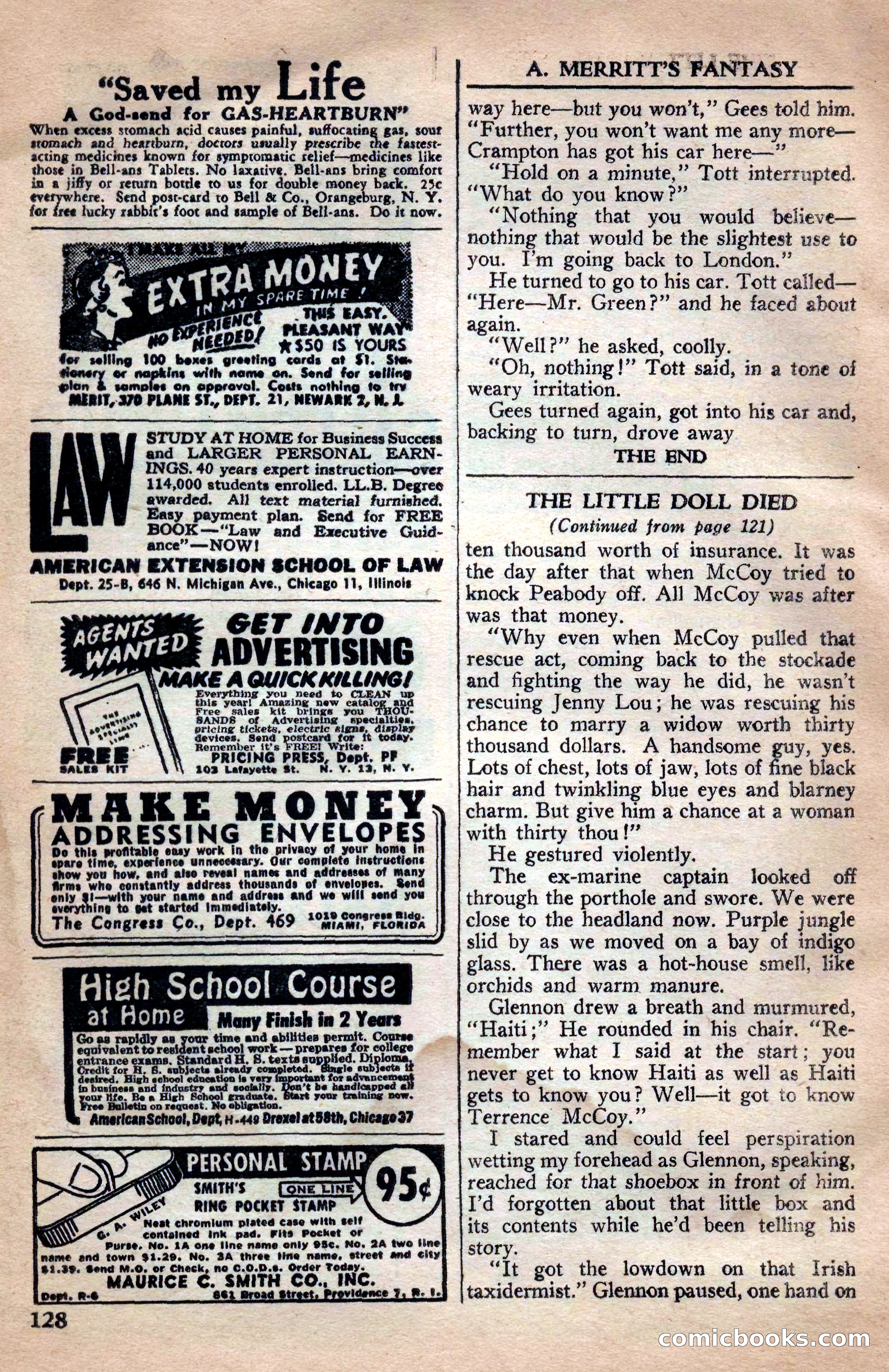 A. Merritt's Fantasy Magazine, April 1950 — page 128 of 132