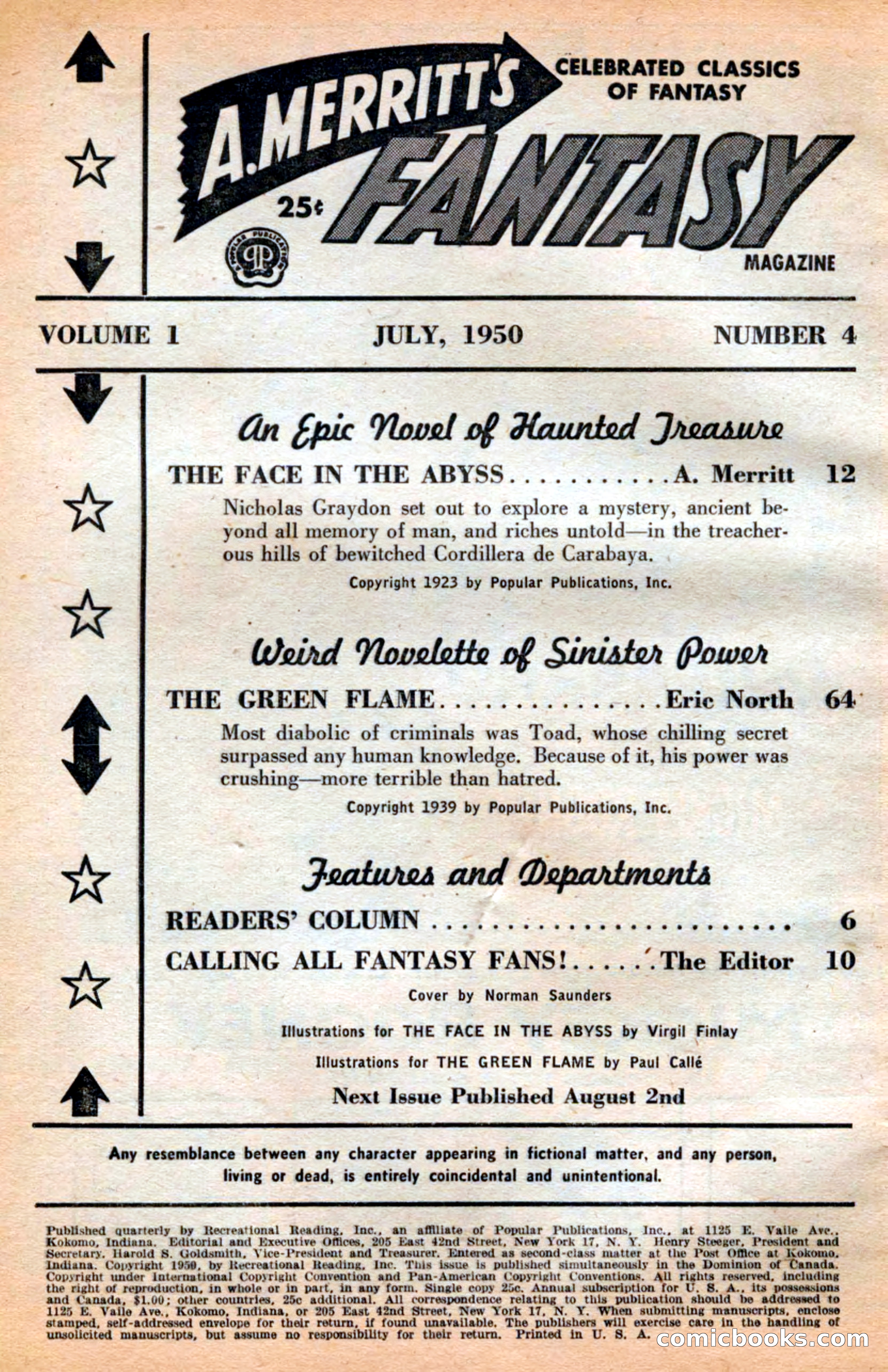 A. Merritt's Fantasy Magazine, July 1950 — page 4 of 133