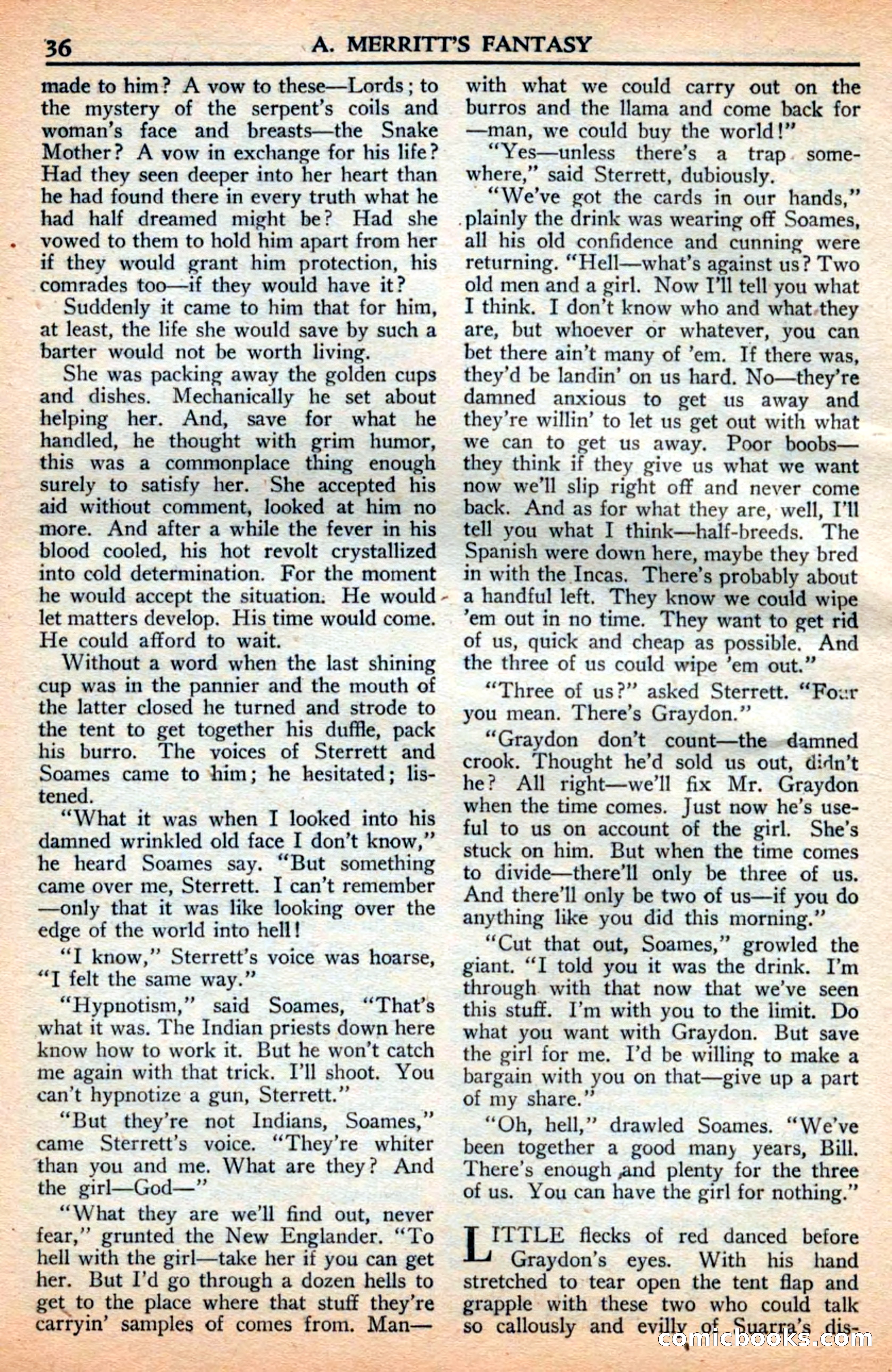 A. Merritt's Fantasy Magazine, July 1950 — page 36 of 133
