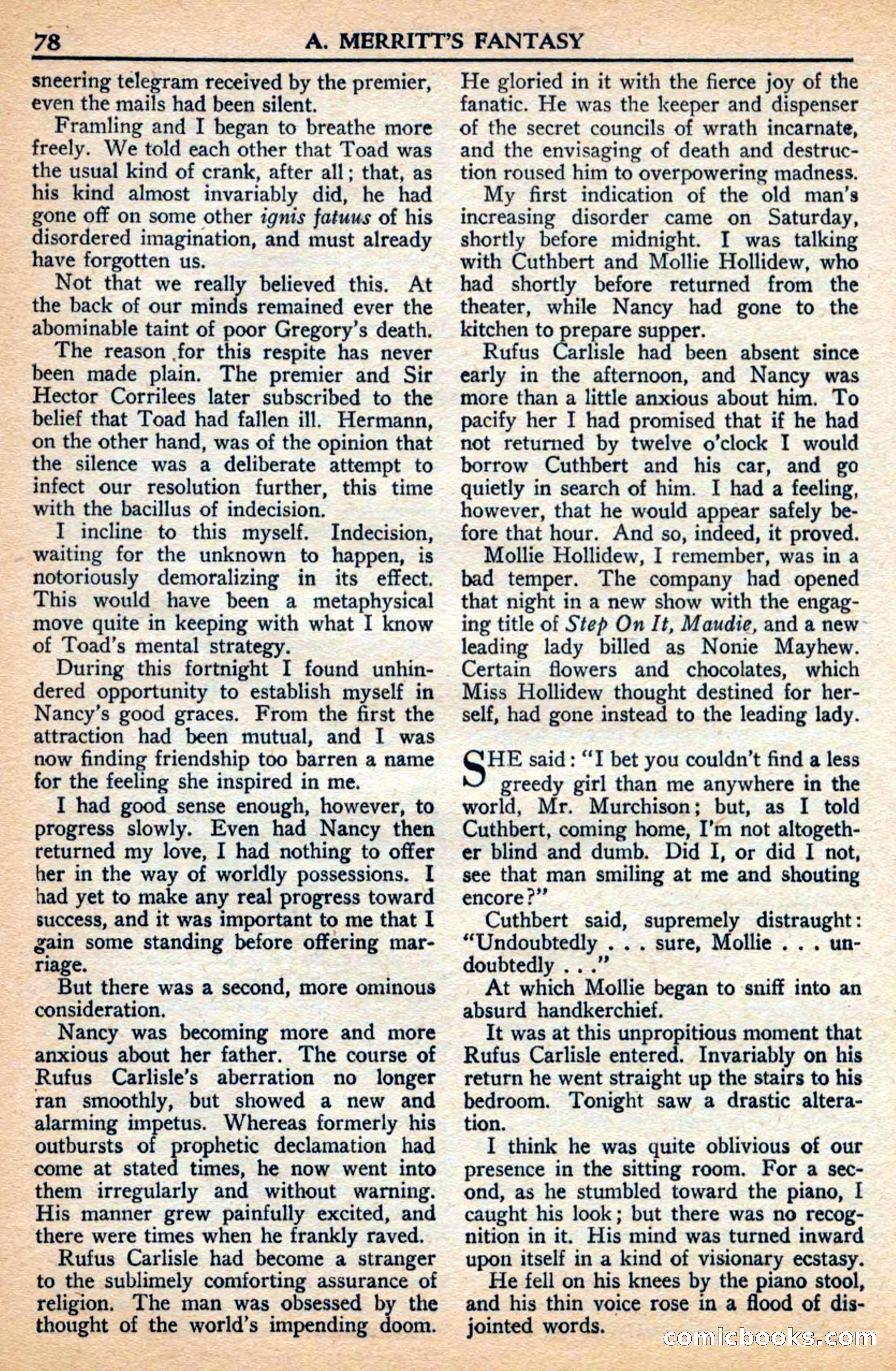 A. Merritt's Fantasy Magazine, July 1950 — page 78 of 133