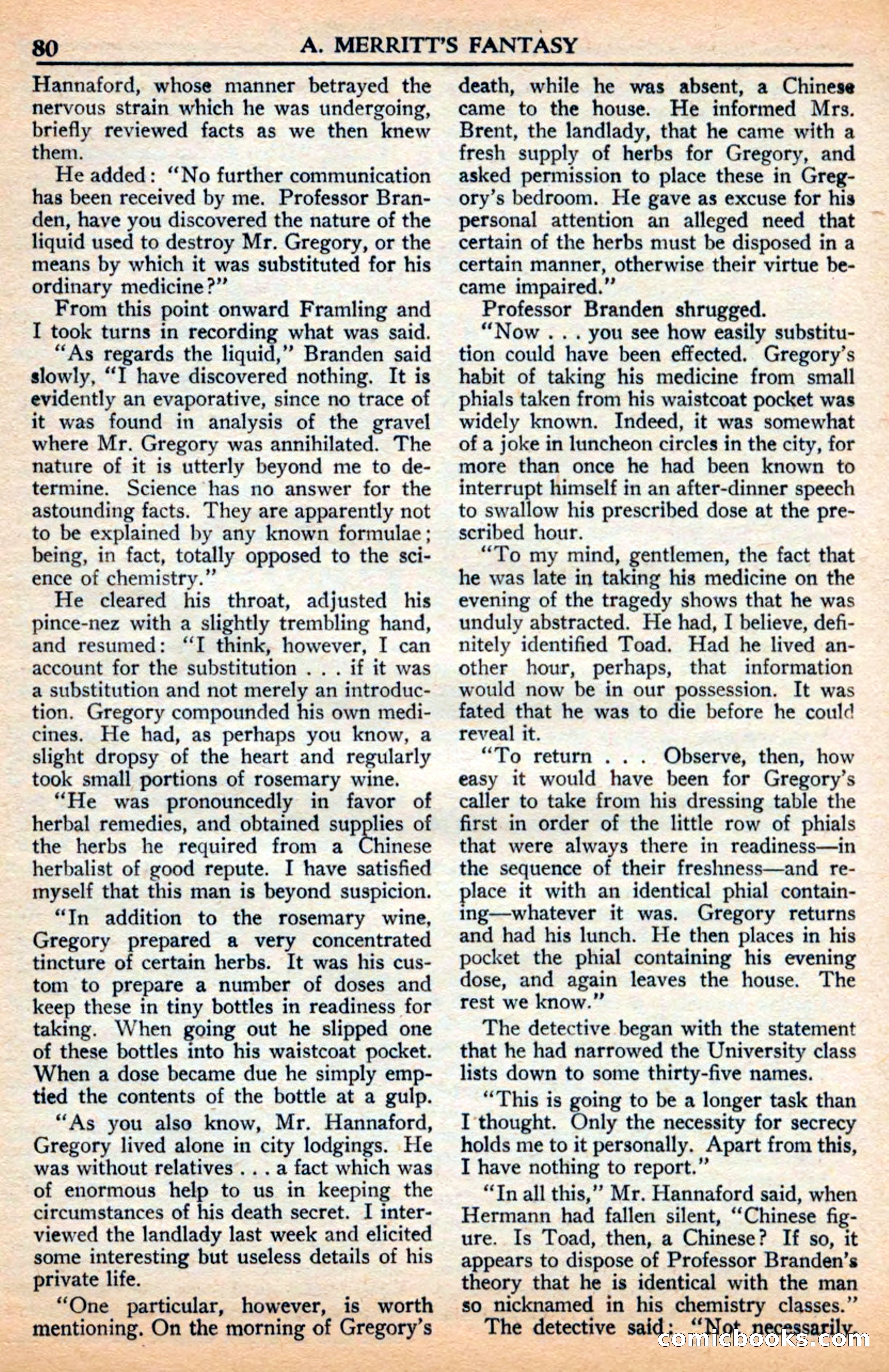 A. Merritt's Fantasy Magazine, July 1950 — page 80 of 133