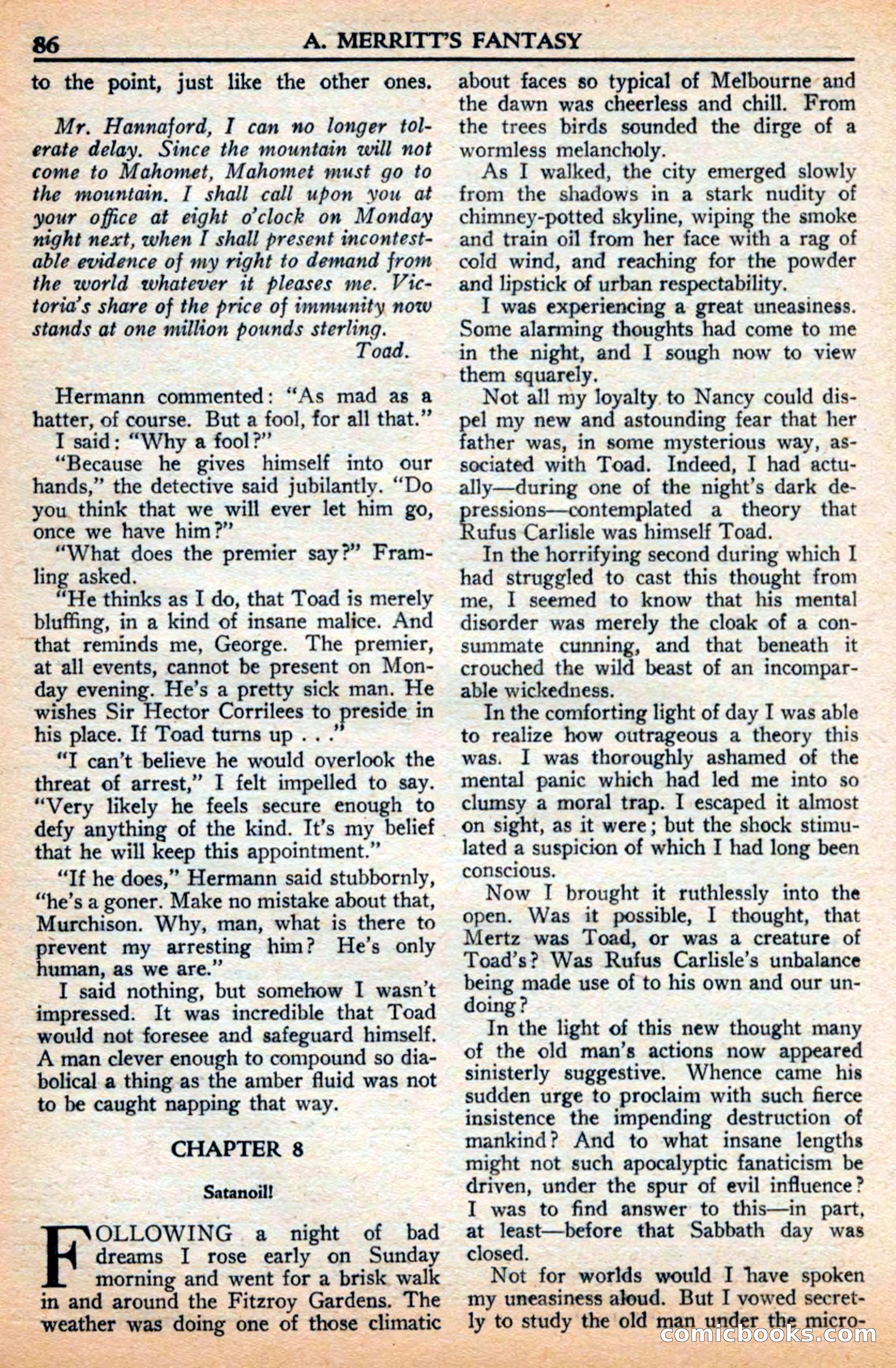 A. Merritt's Fantasy Magazine, July 1950 — page 86 of 133