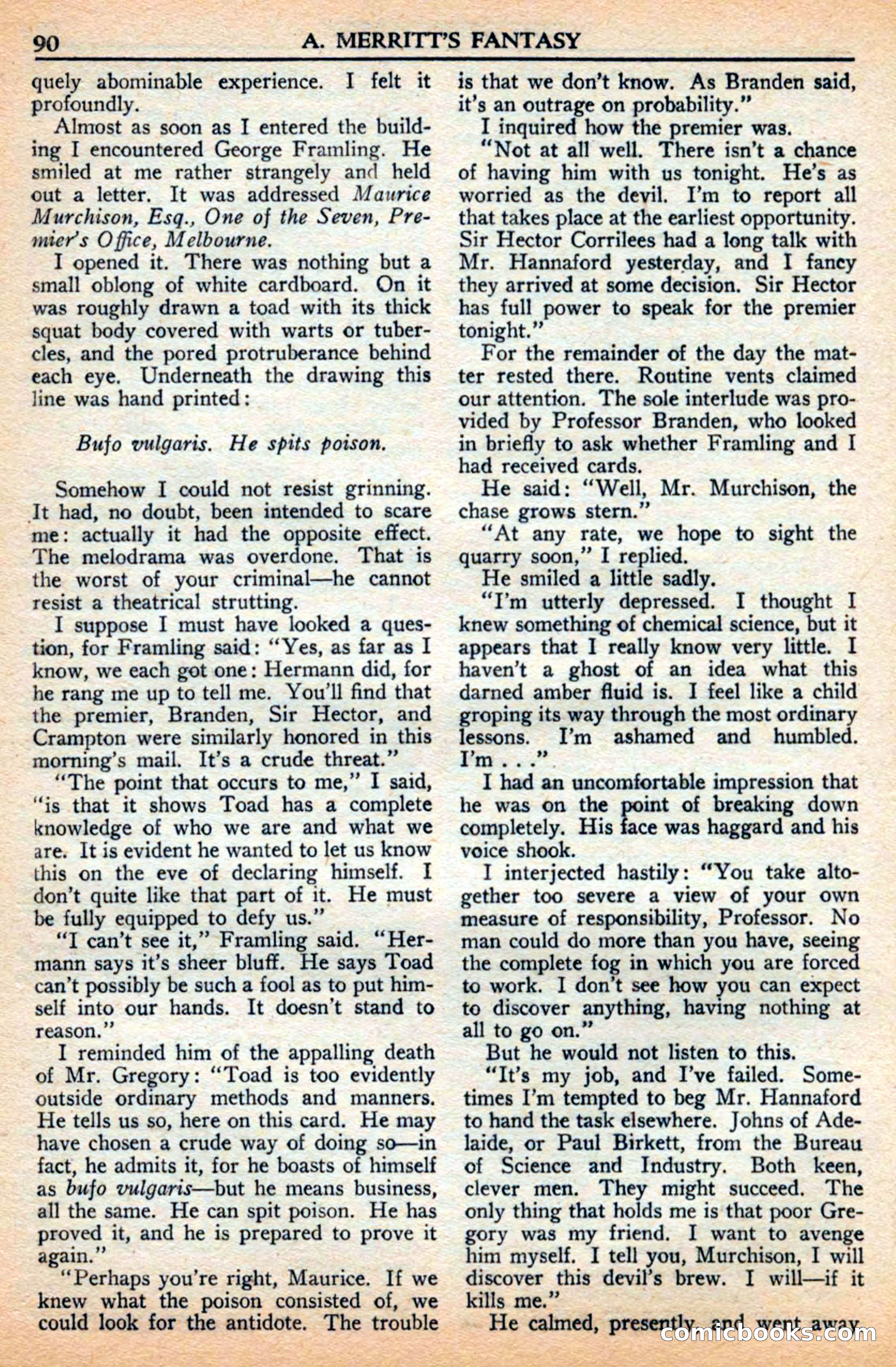 A. Merritt's Fantasy Magazine, July 1950 — page 90 of 133