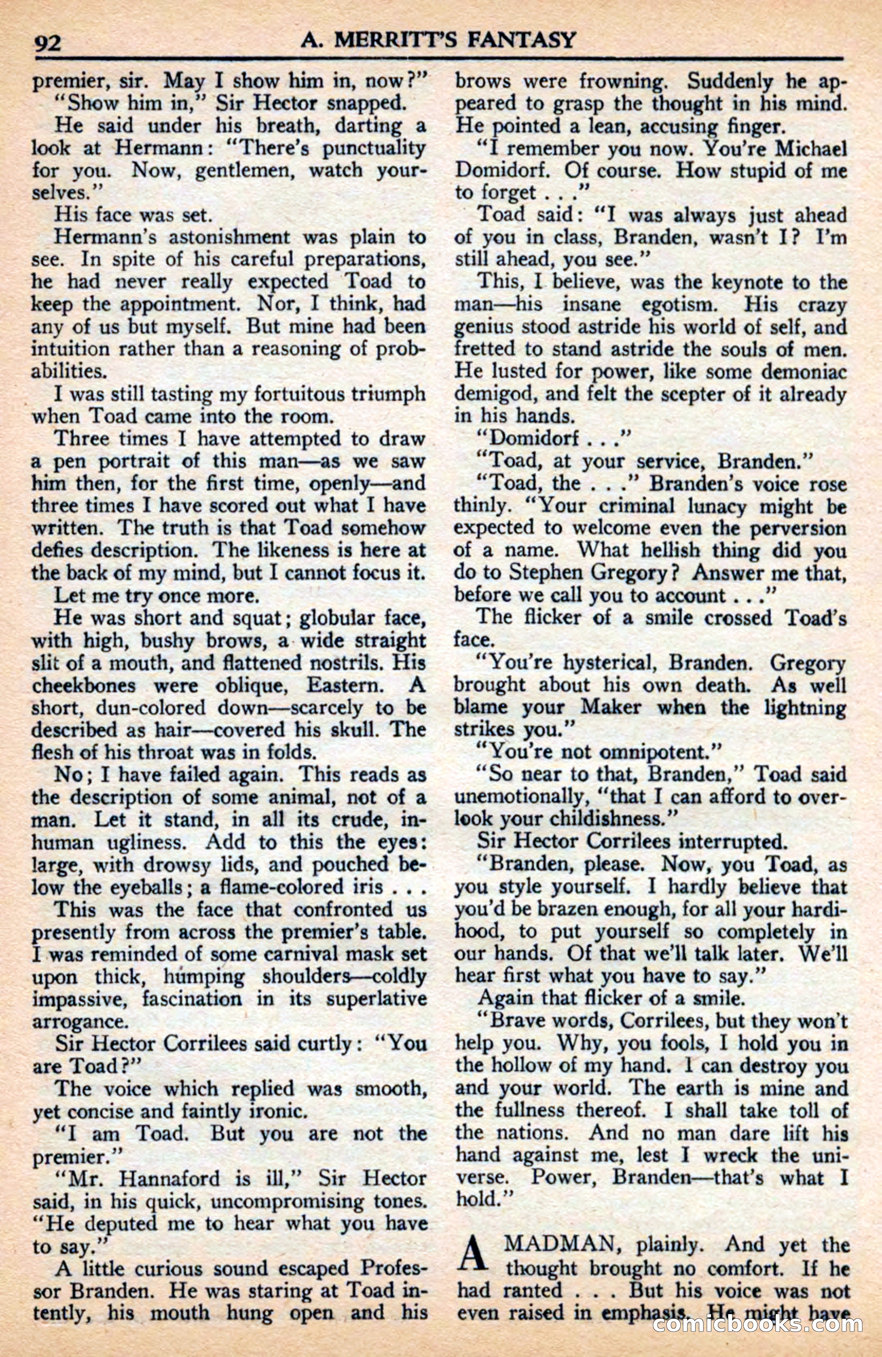 A. Merritt's Fantasy Magazine, July 1950 — page 92 of 133