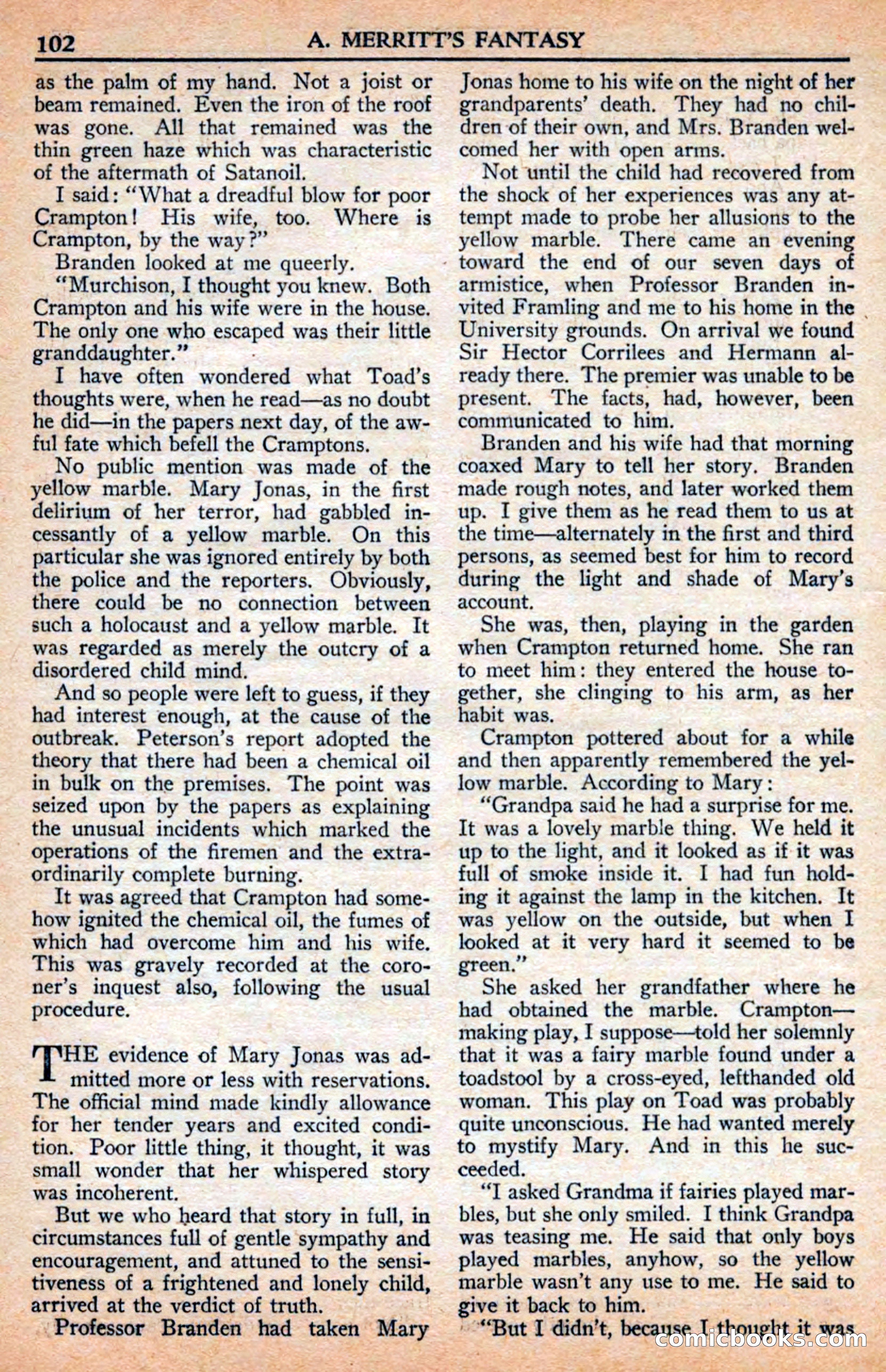 A. Merritt's Fantasy Magazine, July 1950 — page 102 of 133