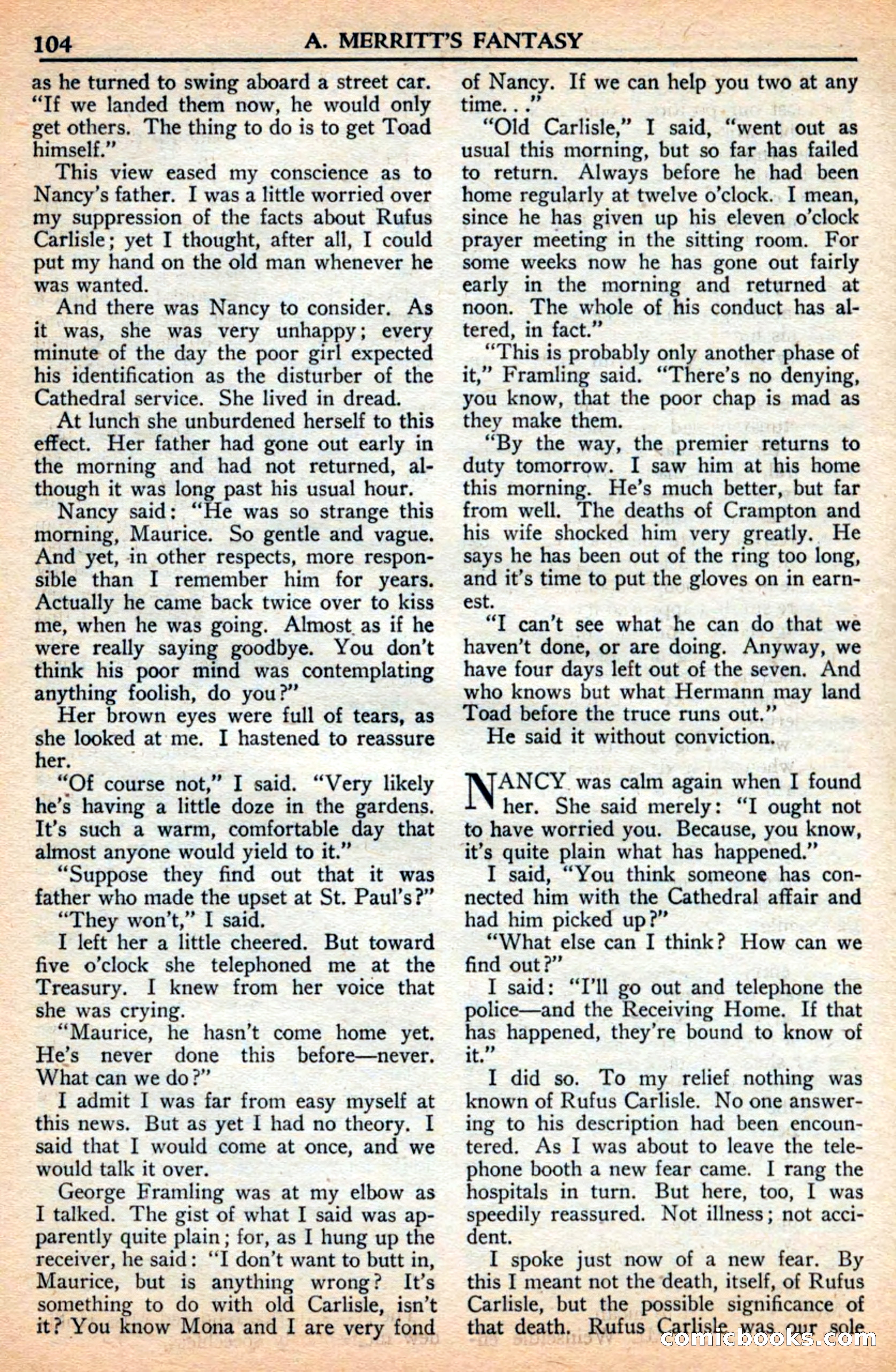 A. Merritt's Fantasy Magazine, July 1950 — page 104 of 133