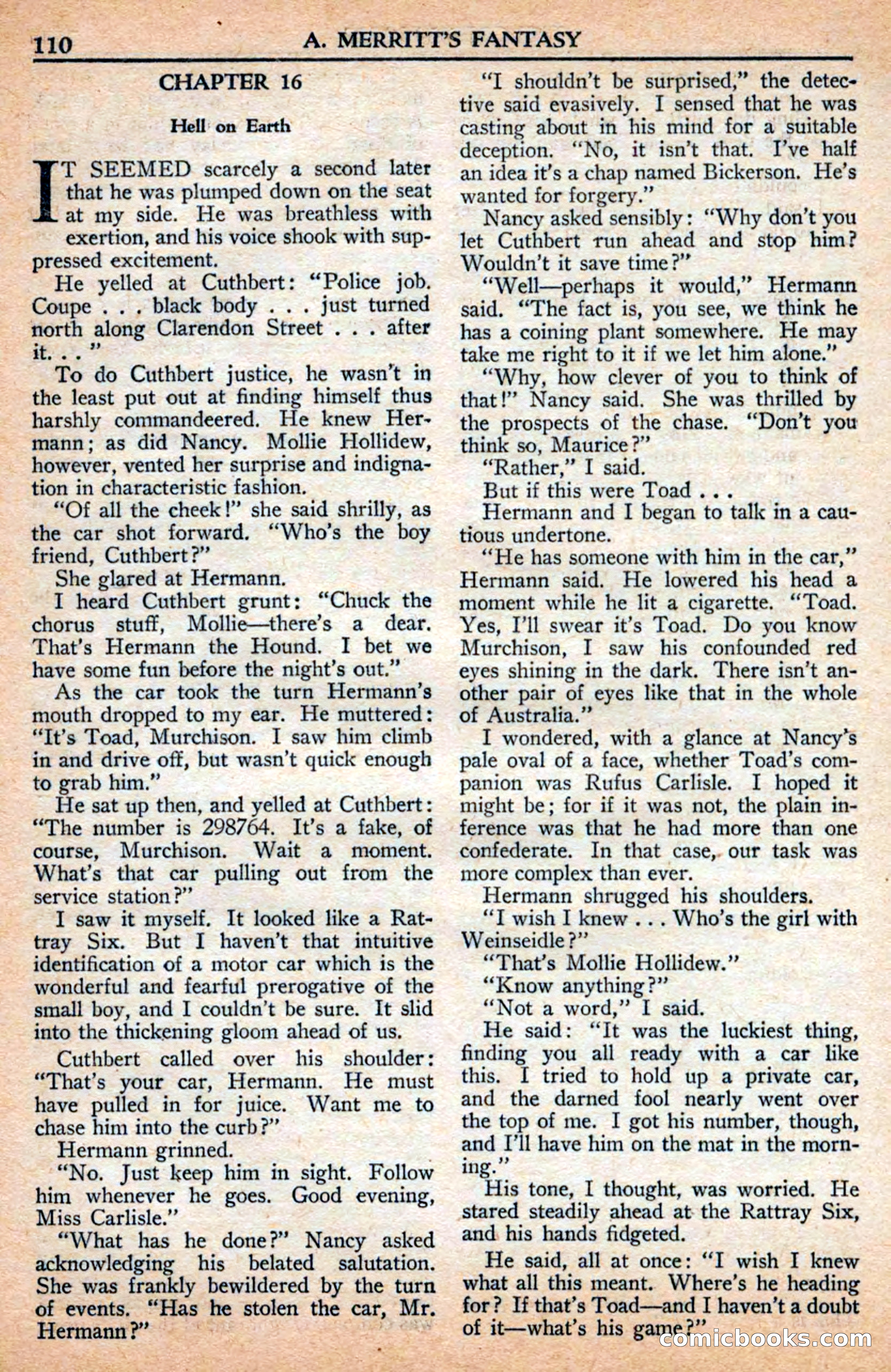 A. Merritt's Fantasy Magazine, July 1950 — page 110 of 133