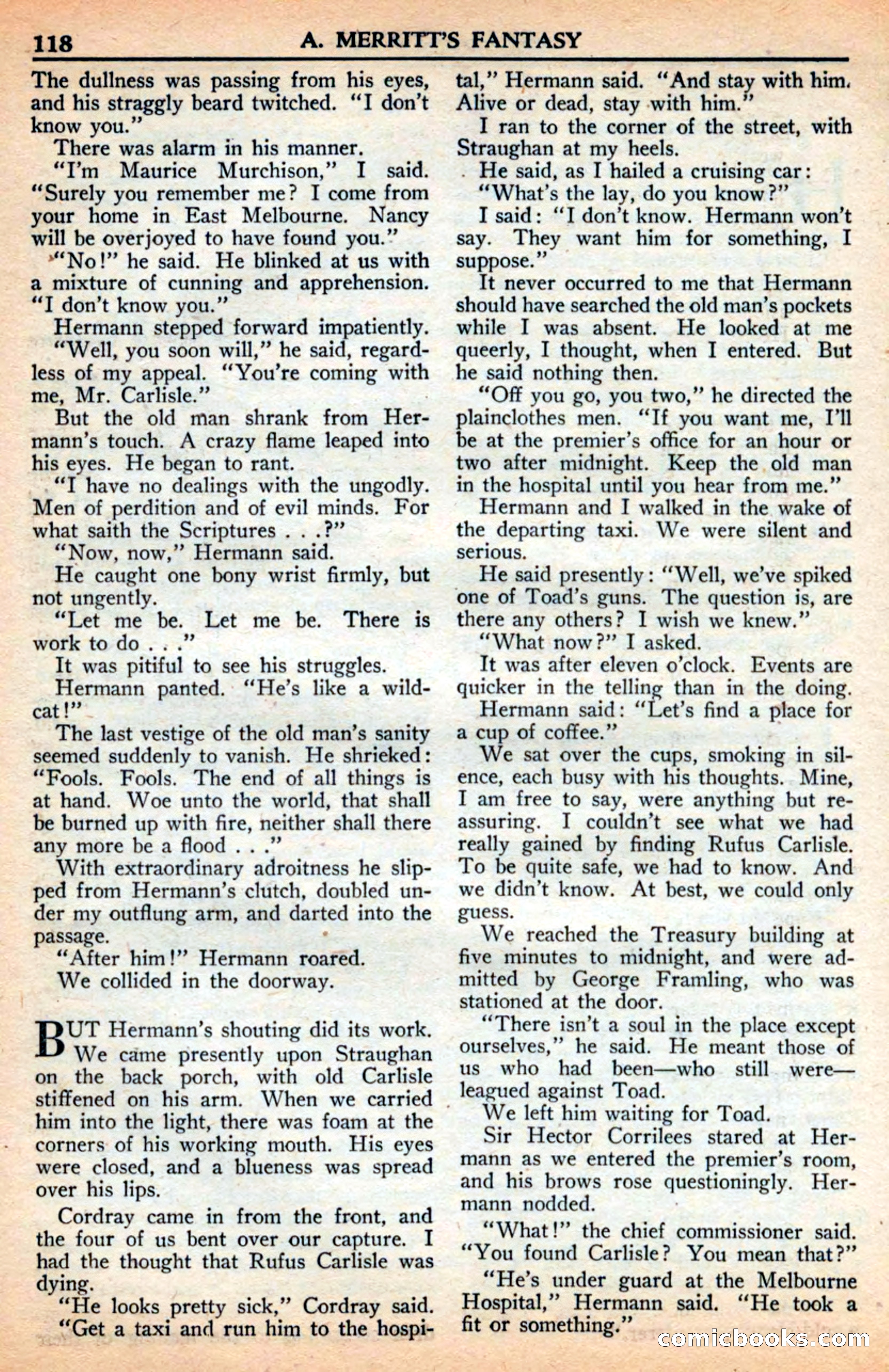 A. Merritt's Fantasy Magazine, July 1950 — page 118 of 133