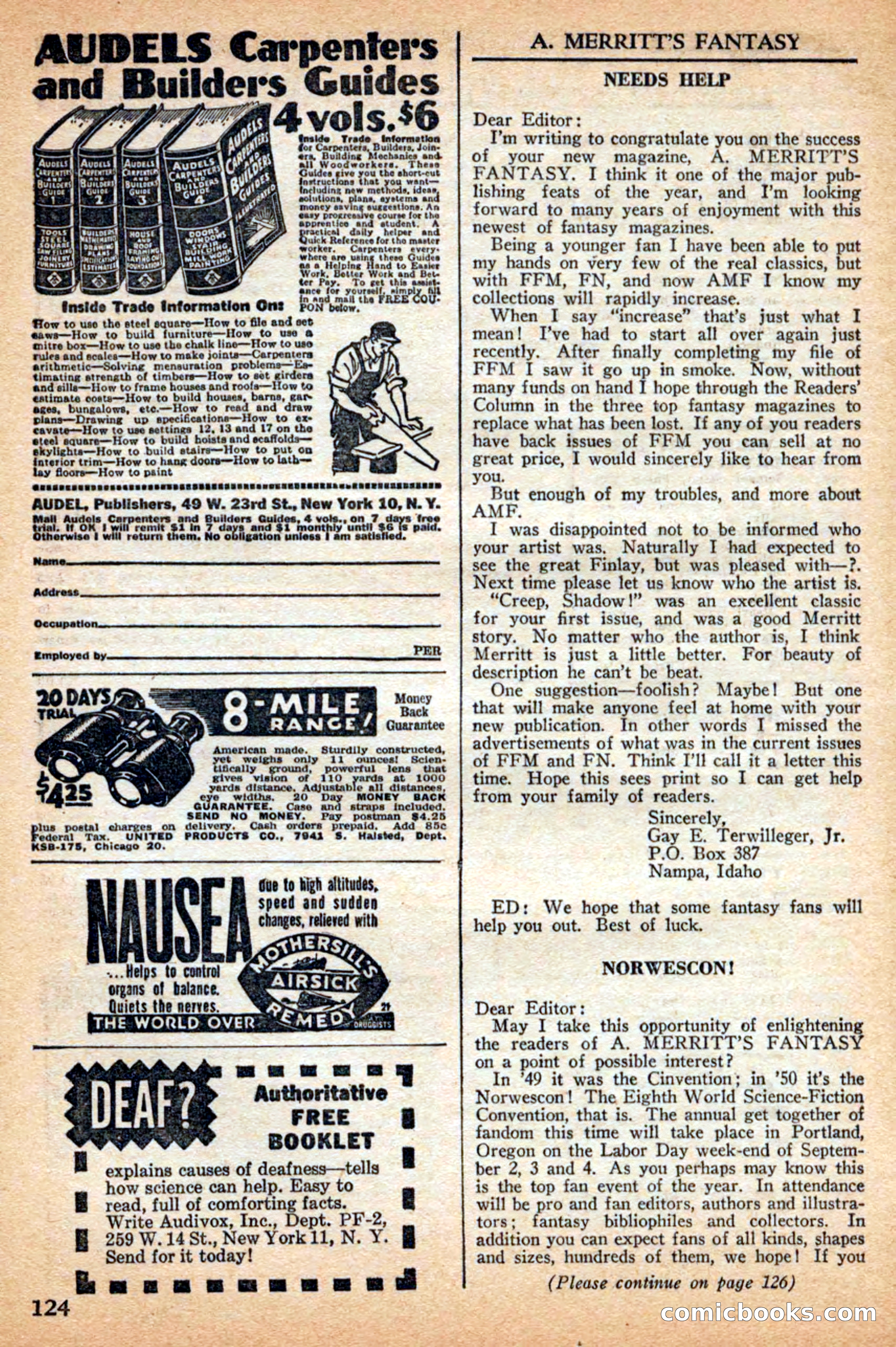 A. Merritt's Fantasy Magazine, July 1950 — page 124 of 133
