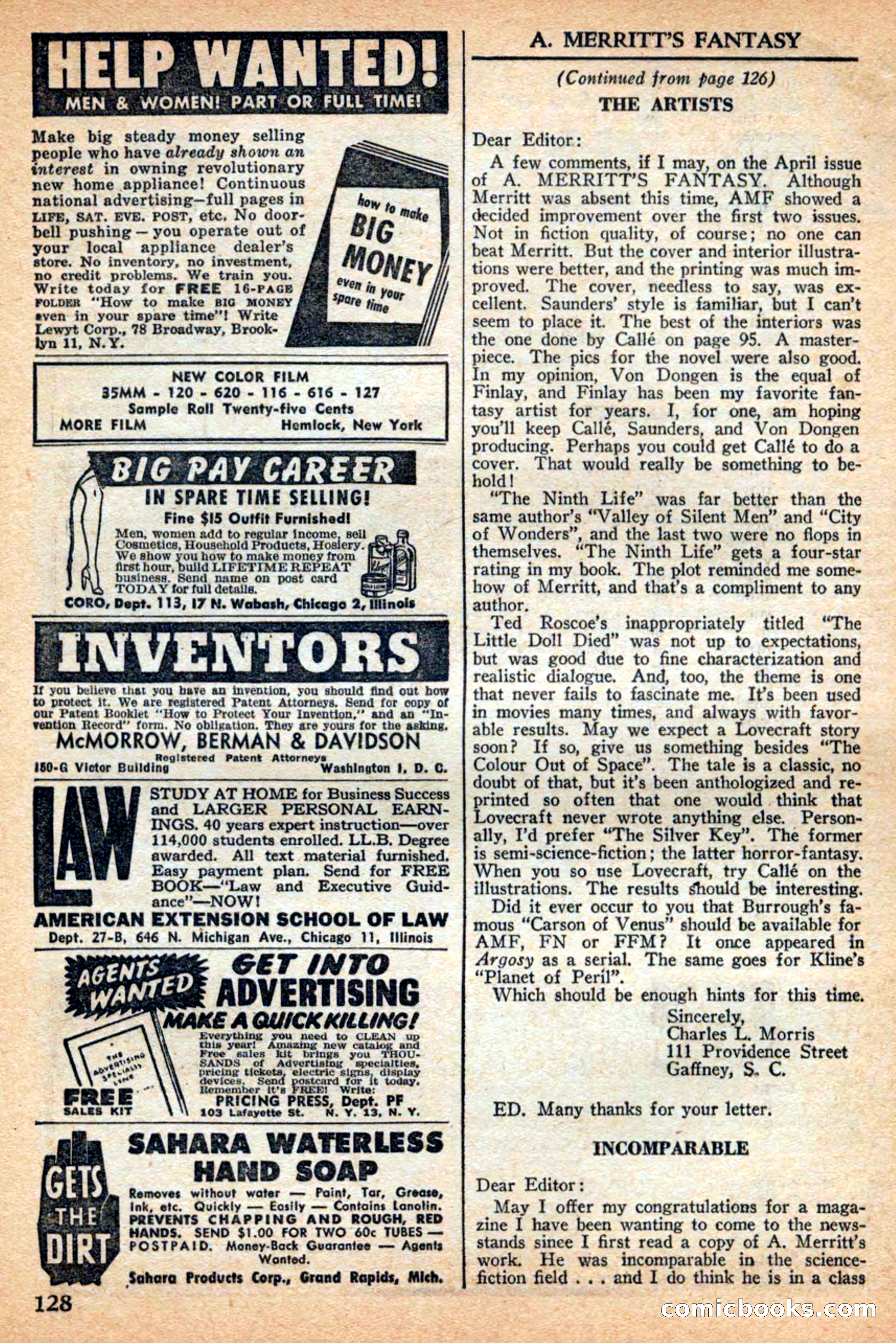 A. Merritt's Fantasy Magazine, July 1950 — page 128 of 133