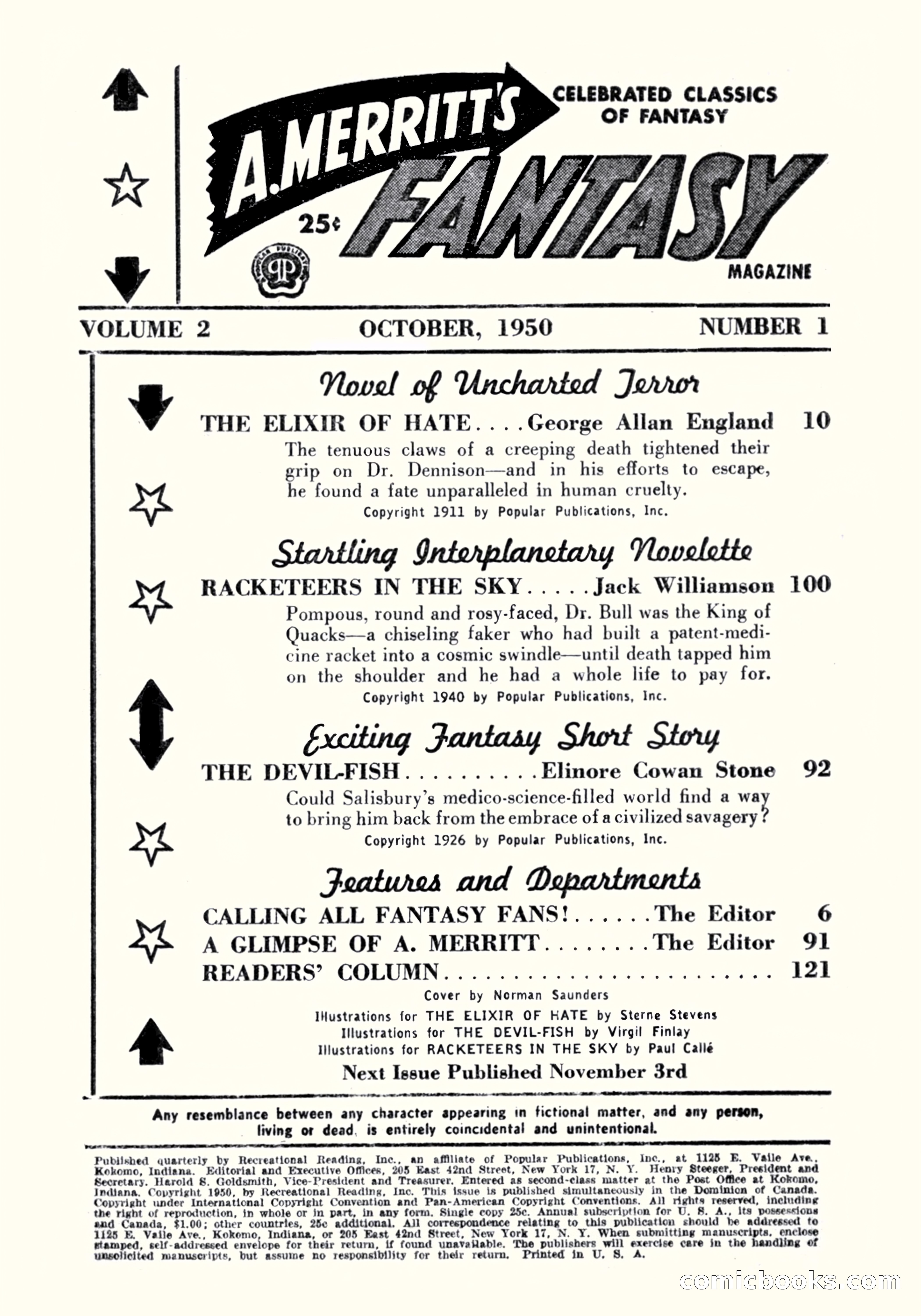 A. Merritt's Fantasy Magazine, October 1950 — page 5 of 135
