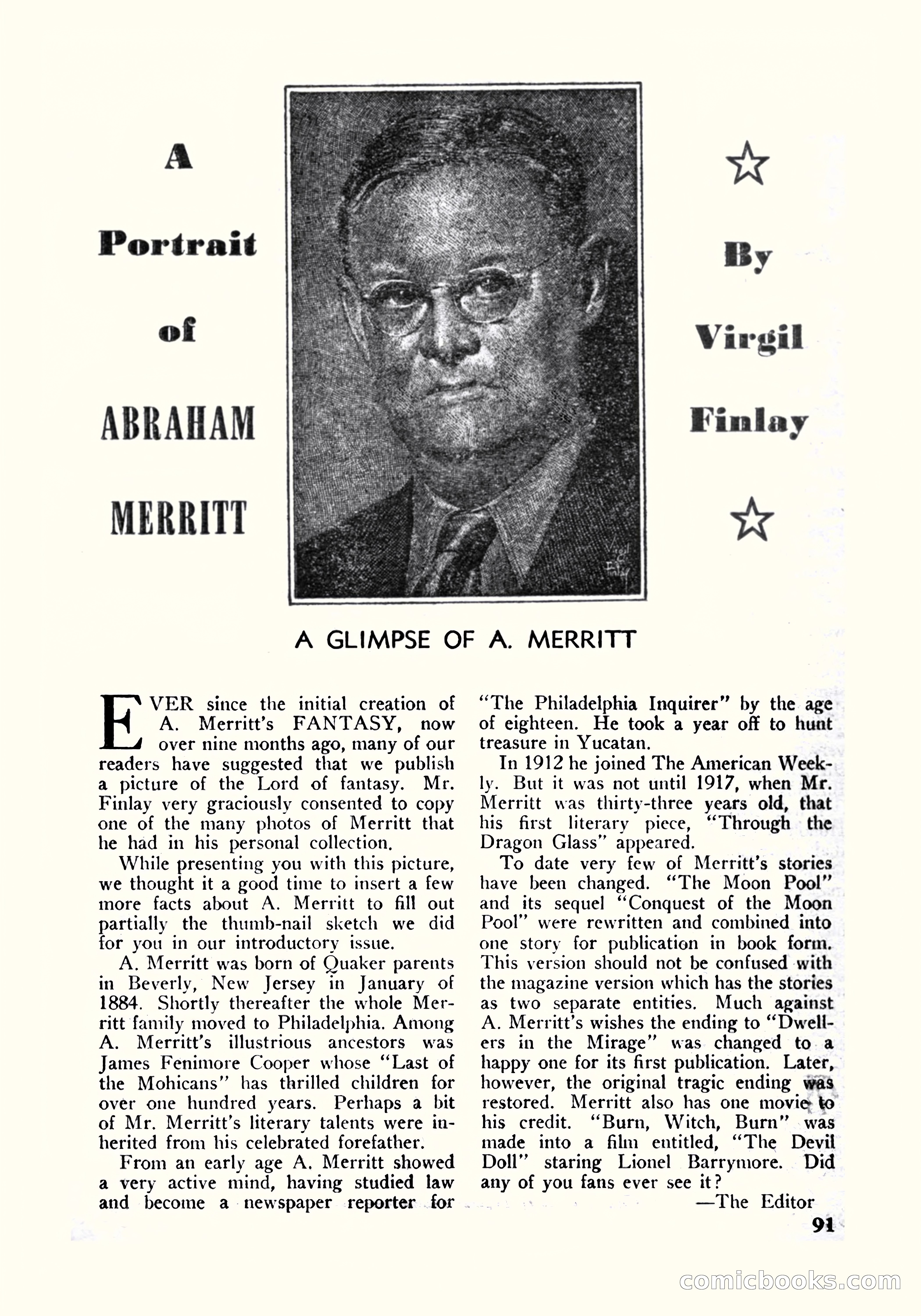 A. Merritt's Fantasy Magazine, October 1950 — page 92 of 135