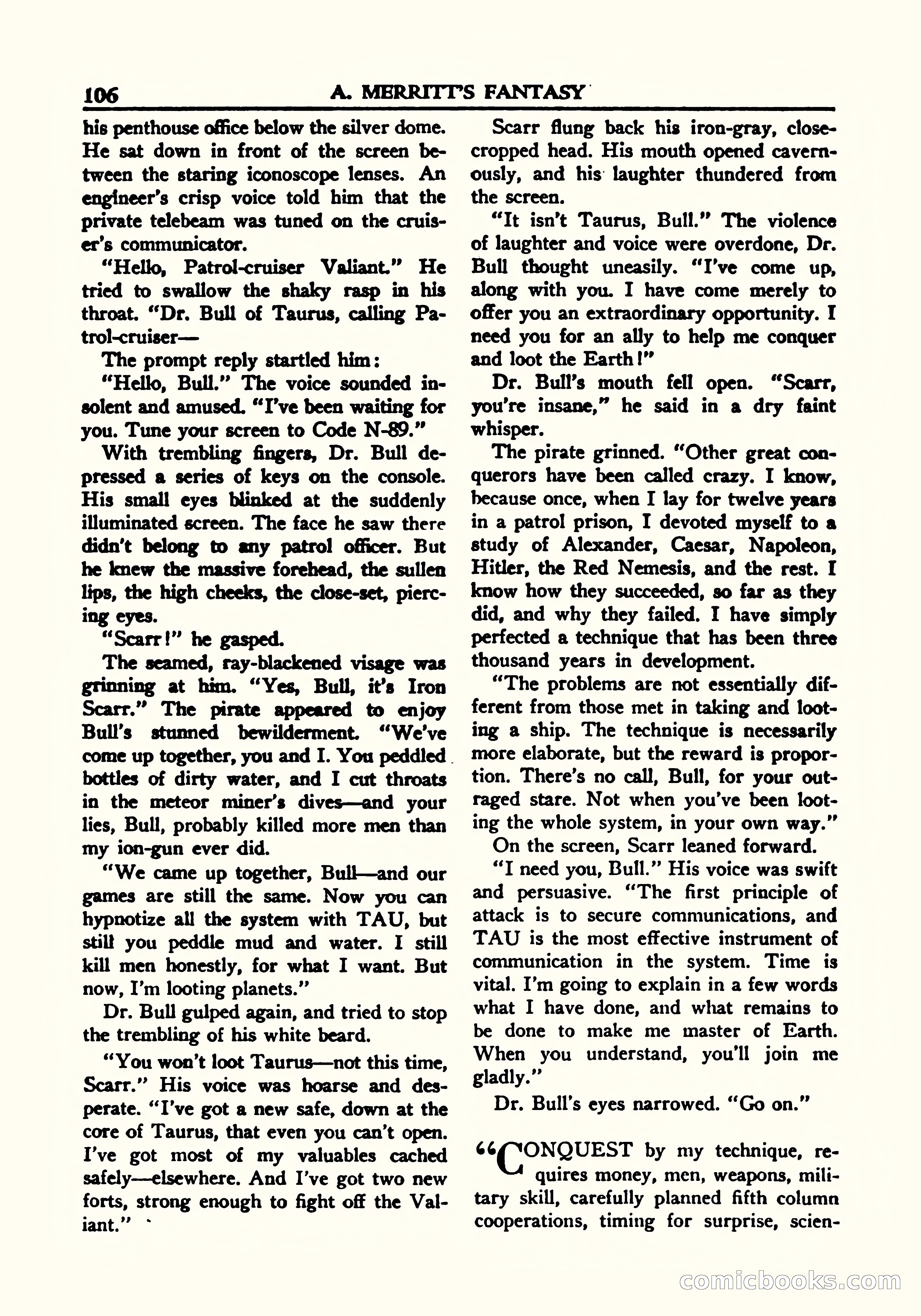 A. Merritt's Fantasy Magazine, October 1950 — page 109 of 135