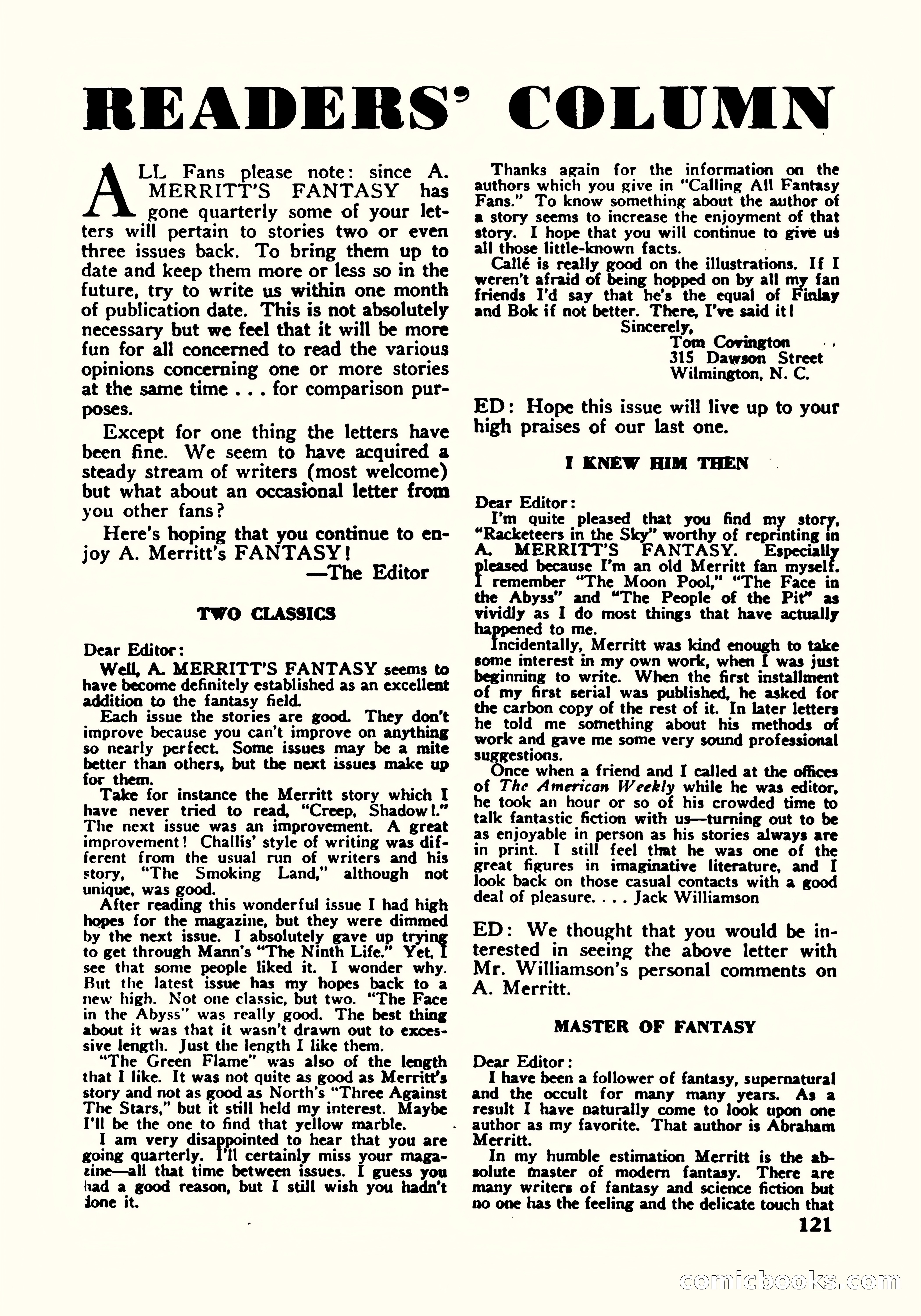 A. Merritt's Fantasy Magazine, October 1950 — page 124 of 135