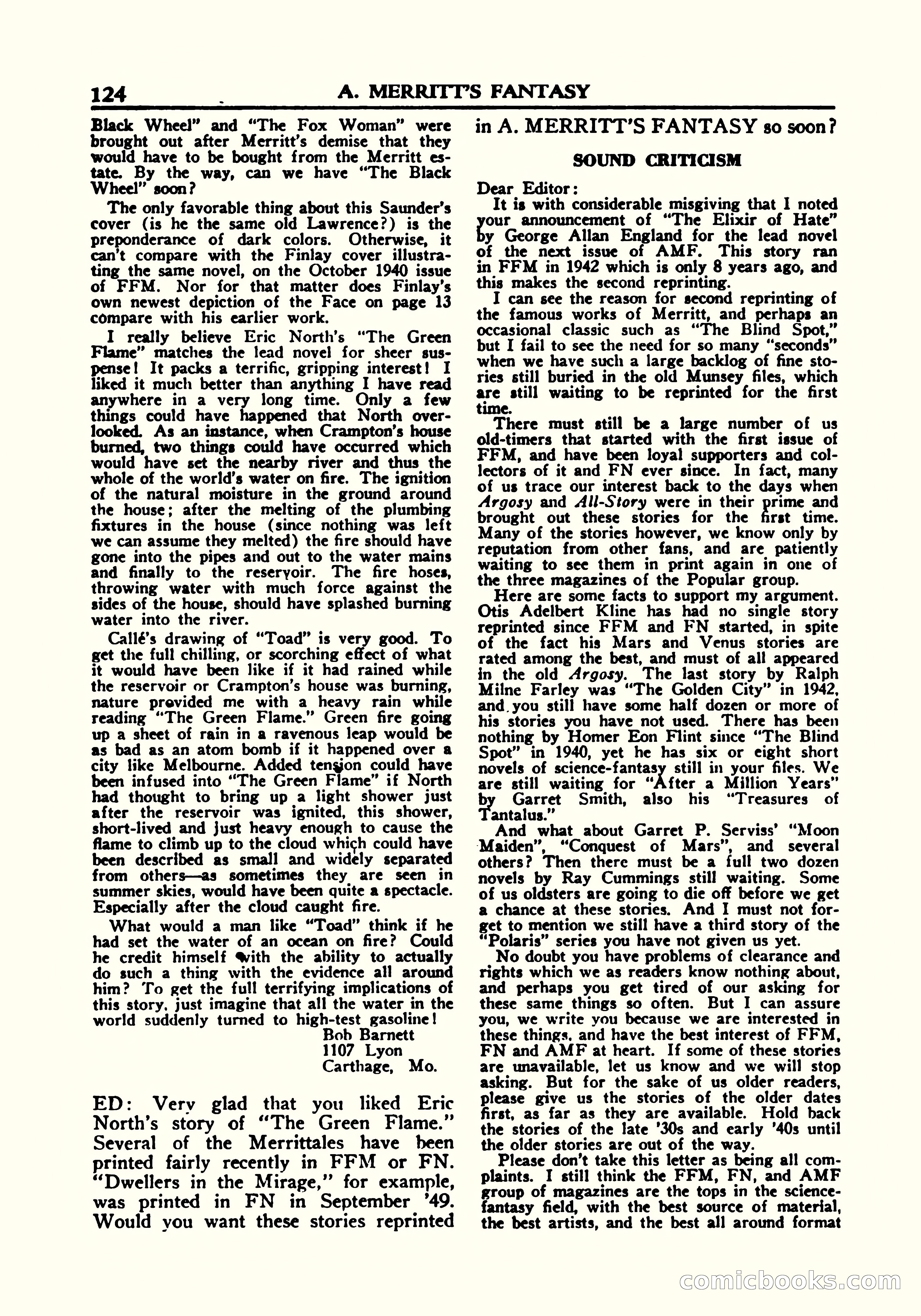 A. Merritt's Fantasy Magazine, October 1950 — page 127 of 135