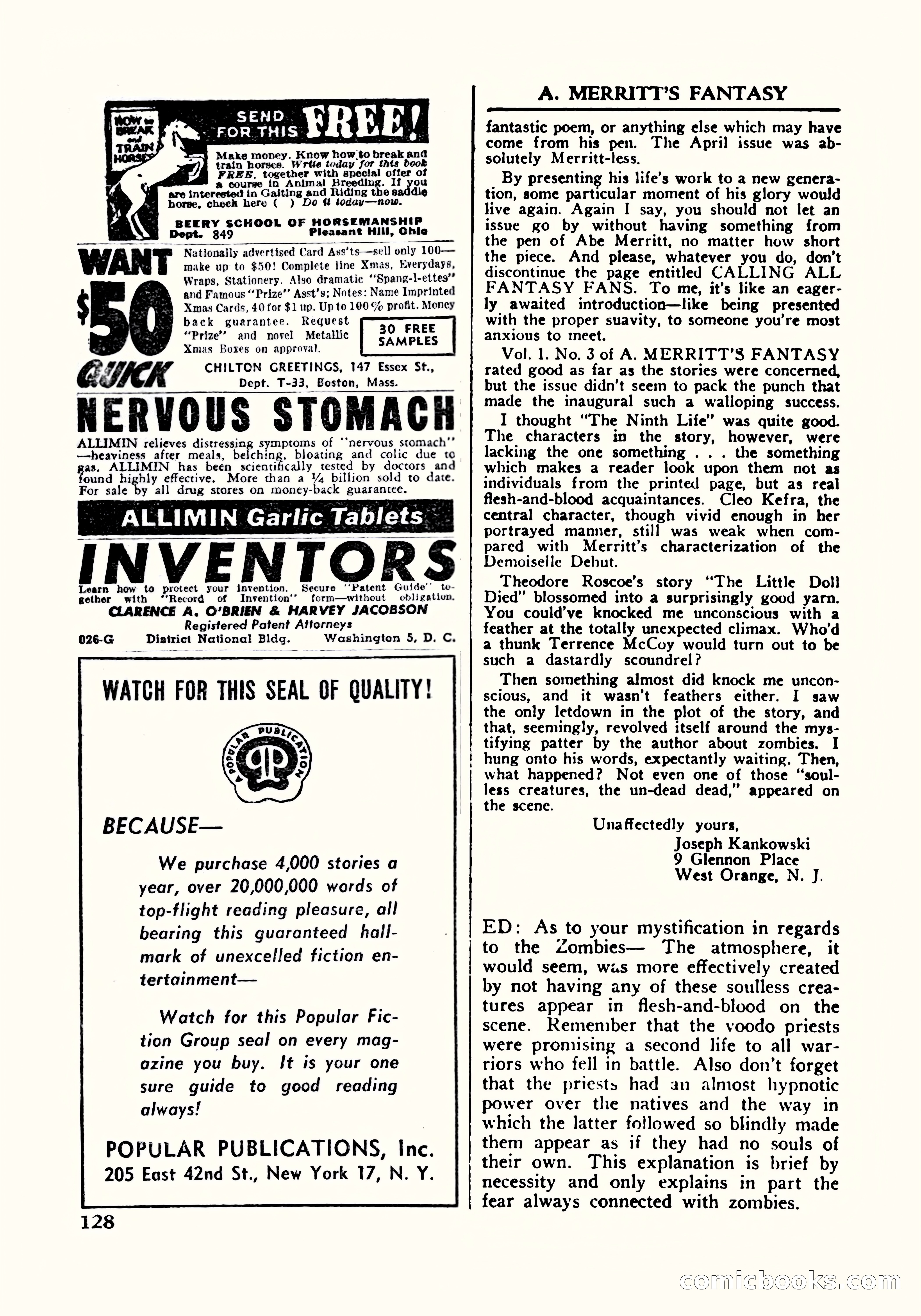 A. Merritt's Fantasy Magazine, October 1950 — page 131 of 135