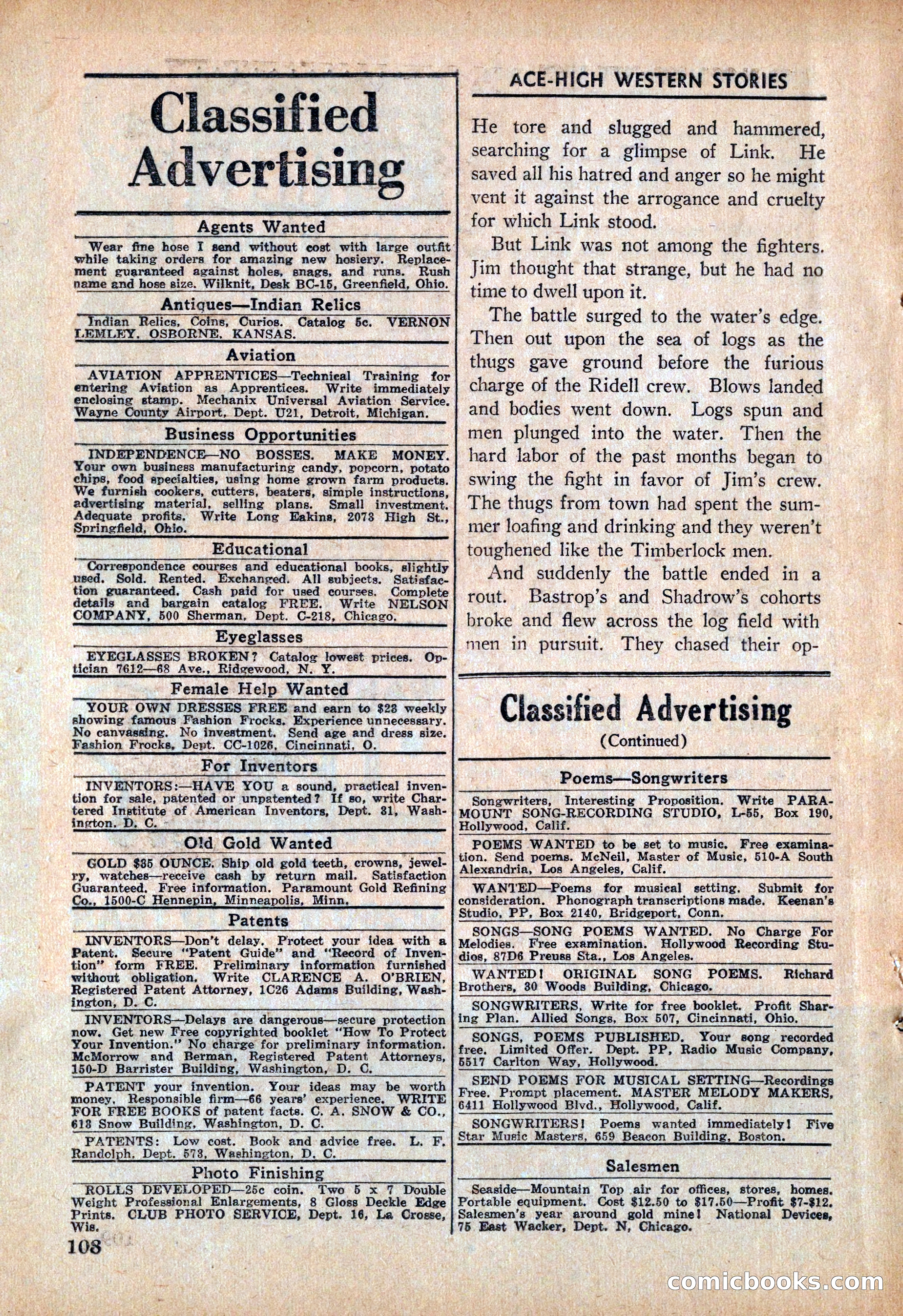 Ace High Western Magazine, March 1941 — page 110 of 116