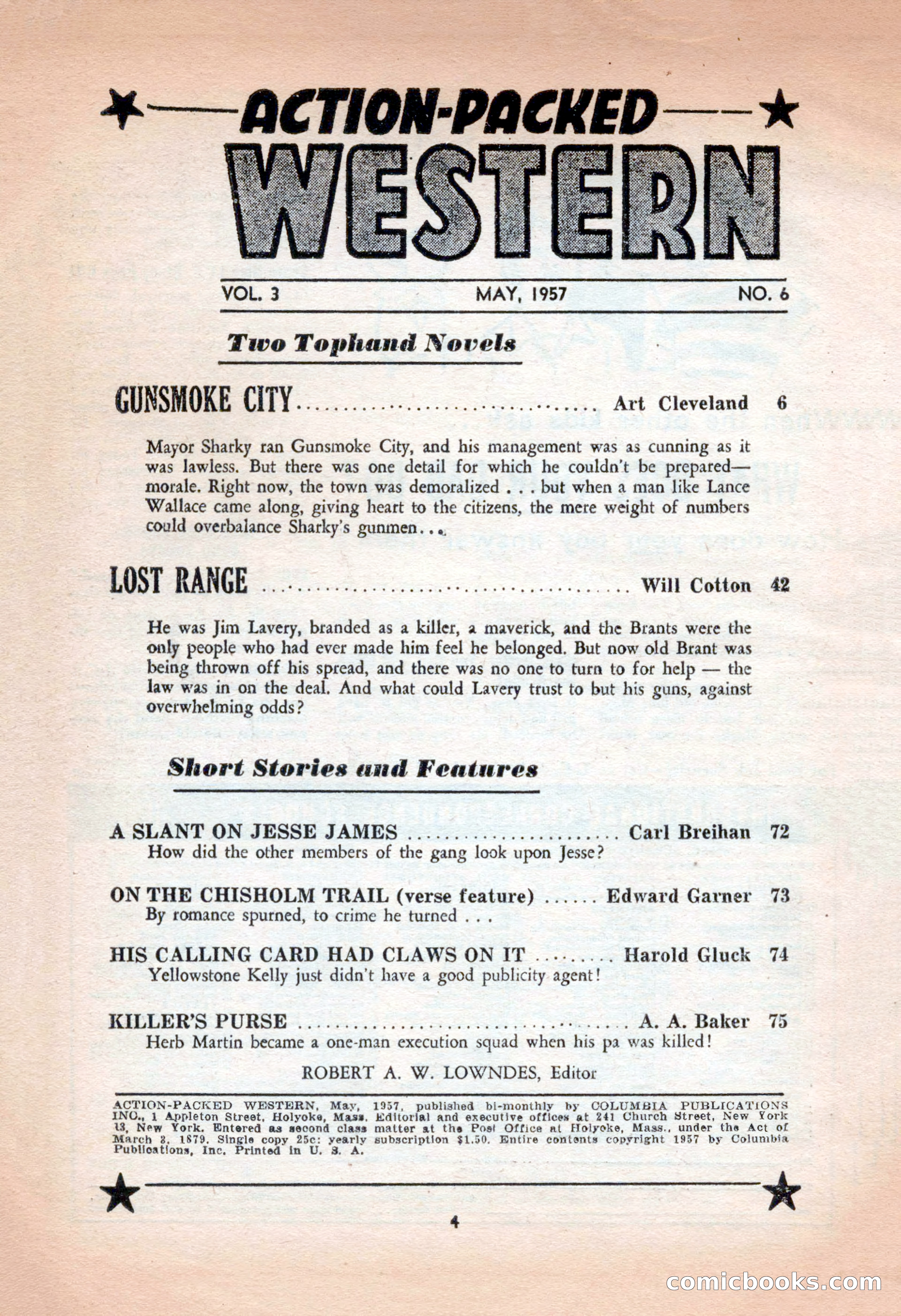Action-Packed Western, May 1957 — page 4 of 100