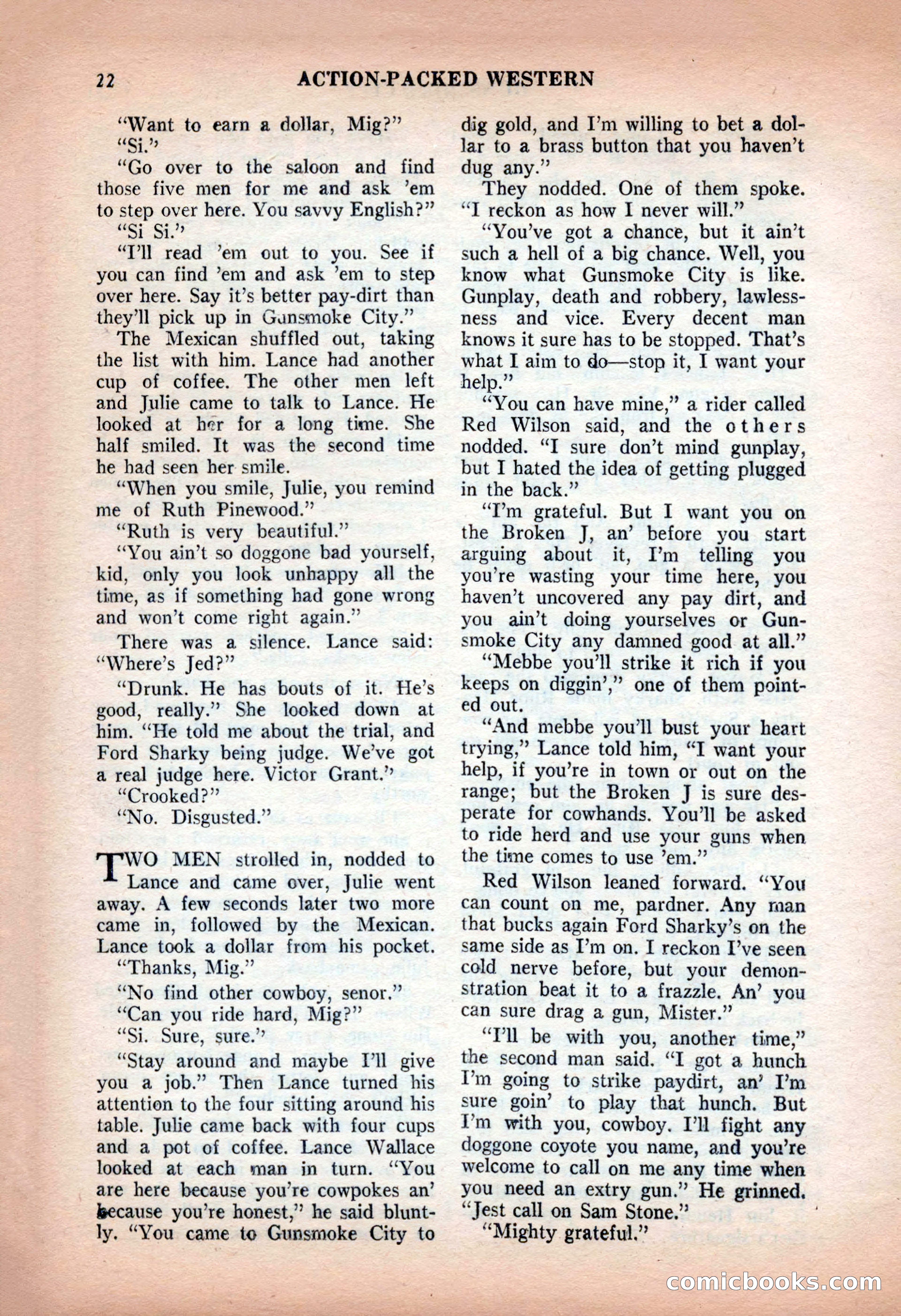 Action-Packed Western, May 1957 — page 22 of 100