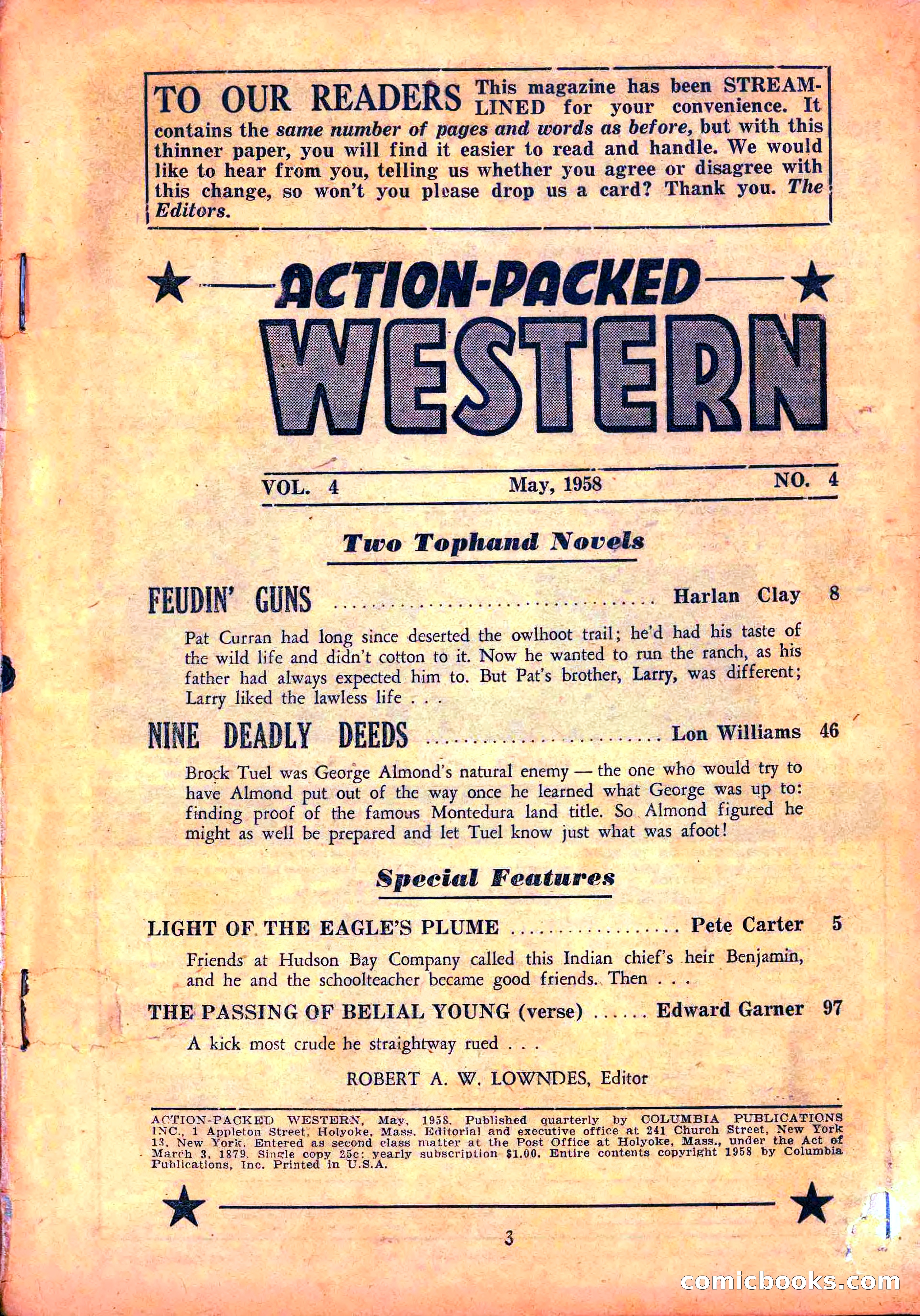 Action-Packed Western, May 1958 — page 3 of 100