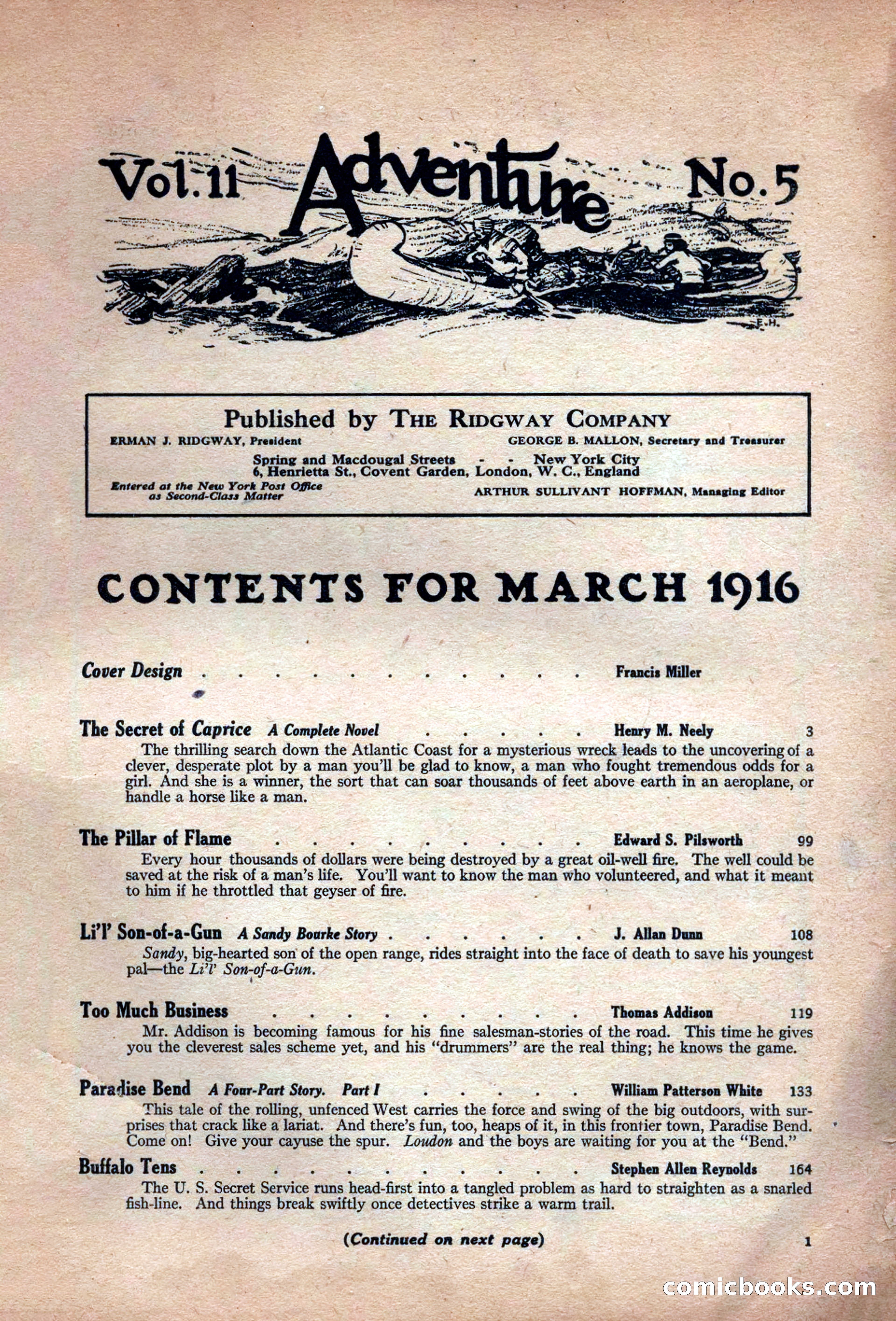 Adventure Magazine, March 1916 — page 3 of 228