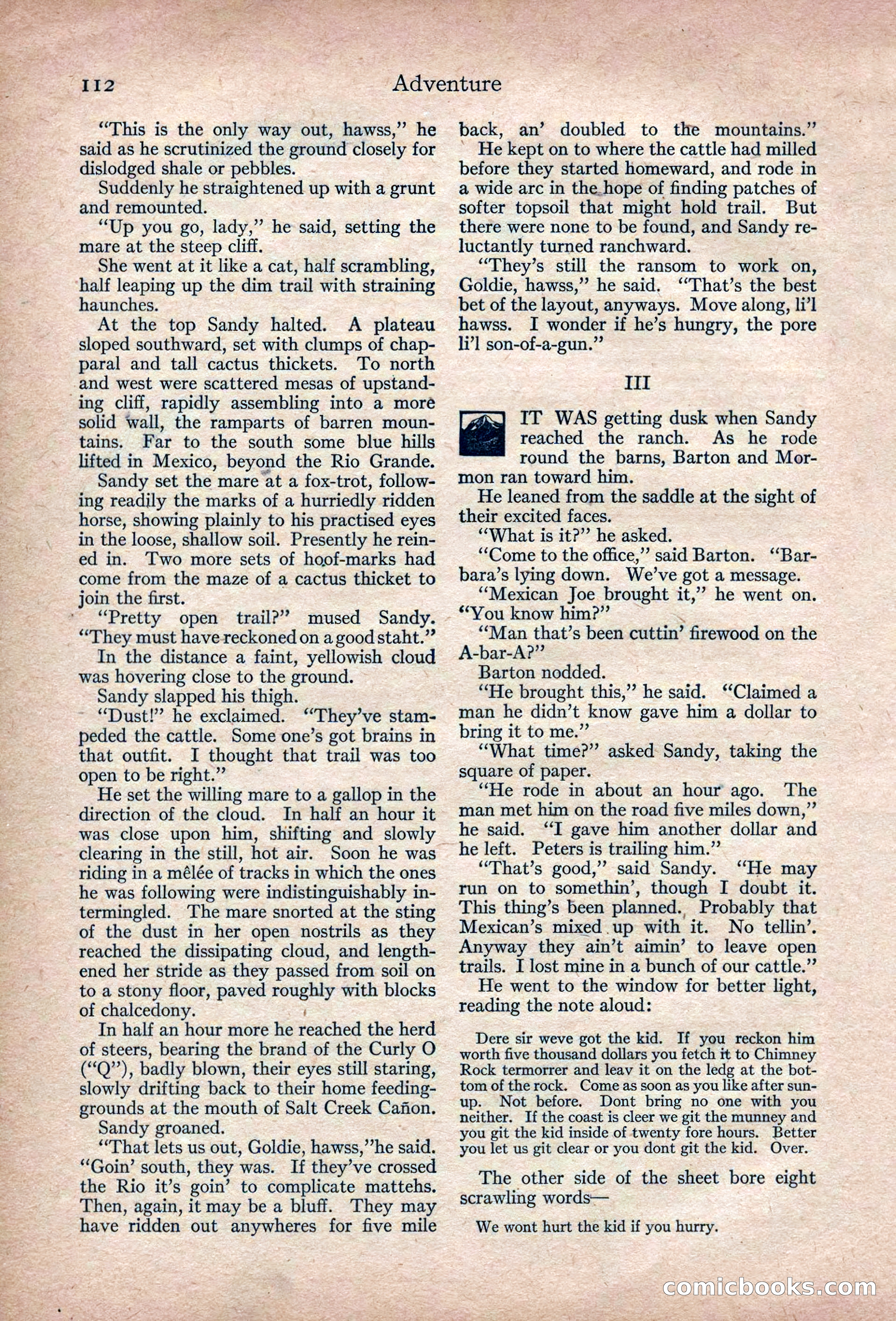 Adventure Magazine, March 1916 — page 114 of 228