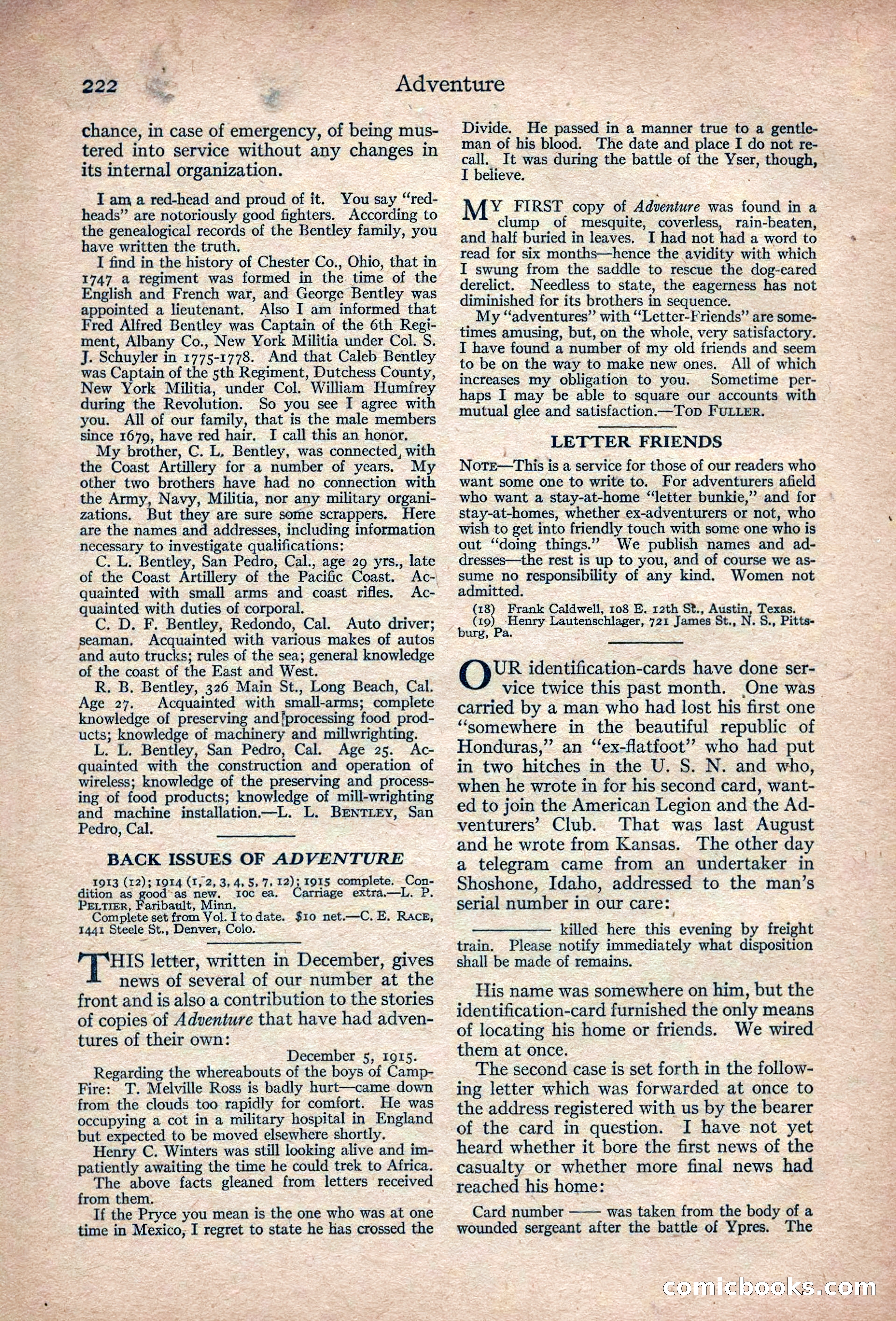 Adventure Magazine, March 1916 — page 224 of 228
