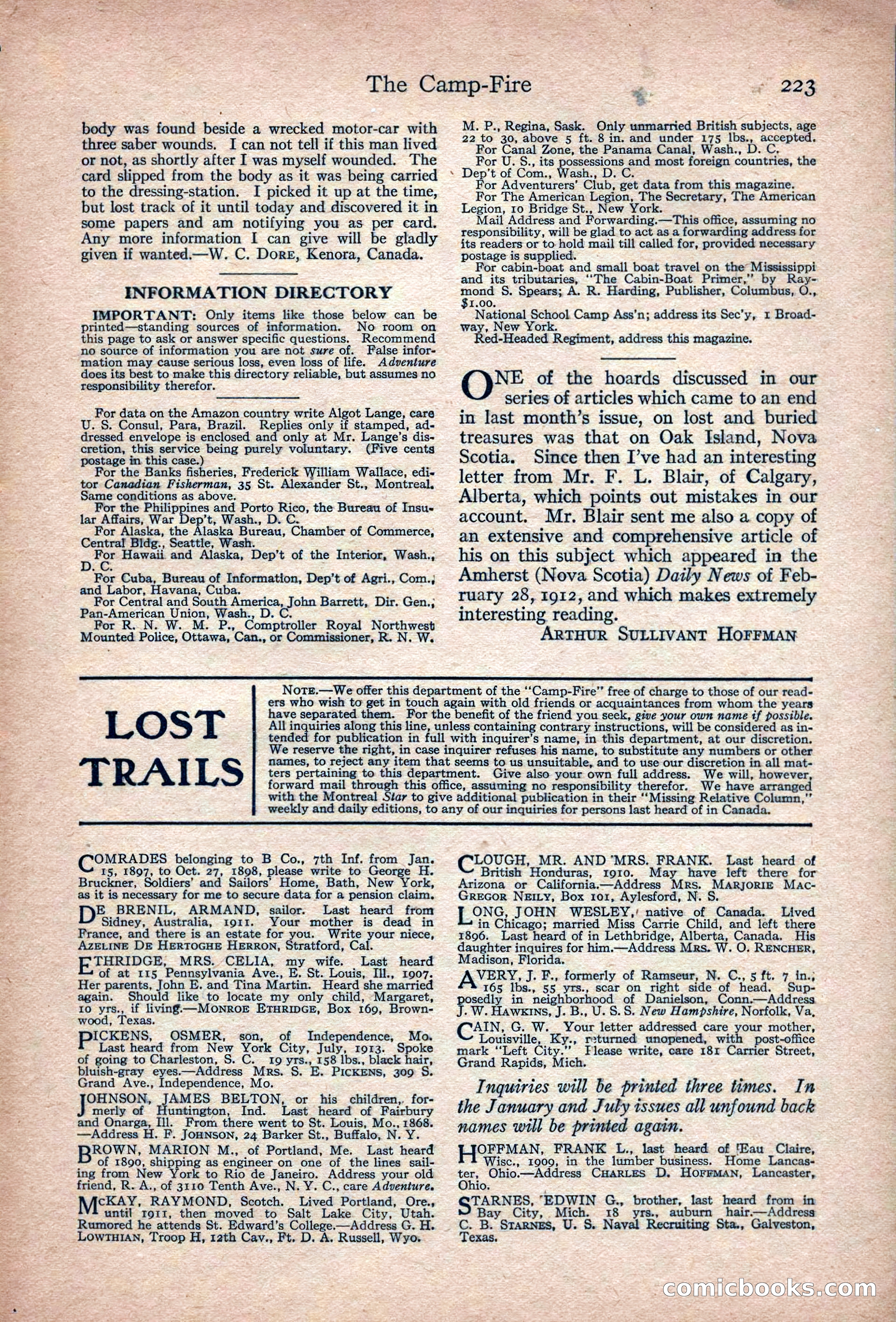 Adventure Magazine, March 1916 — page 225 of 228