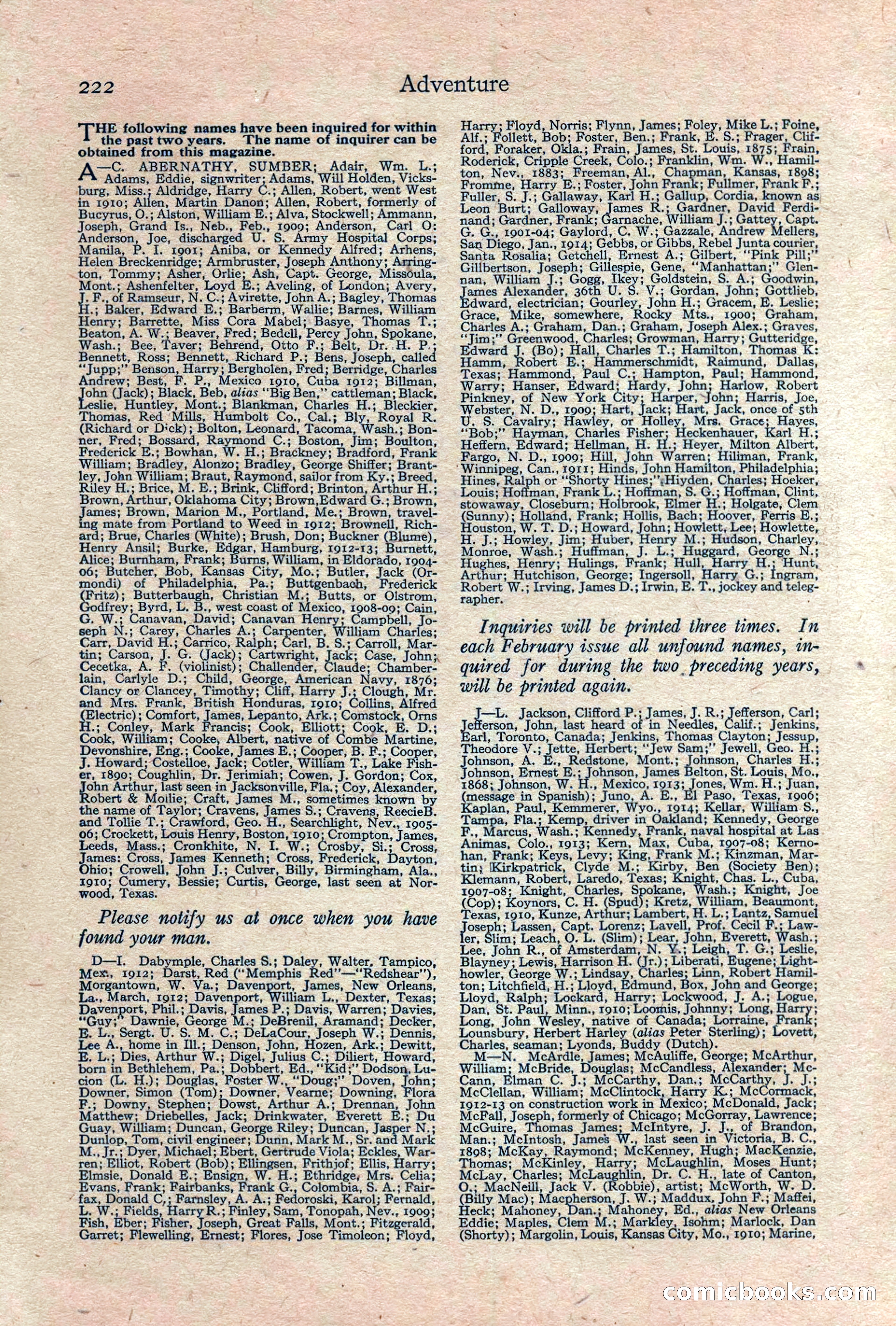 Adventure, February 1917 — page 224 of 228