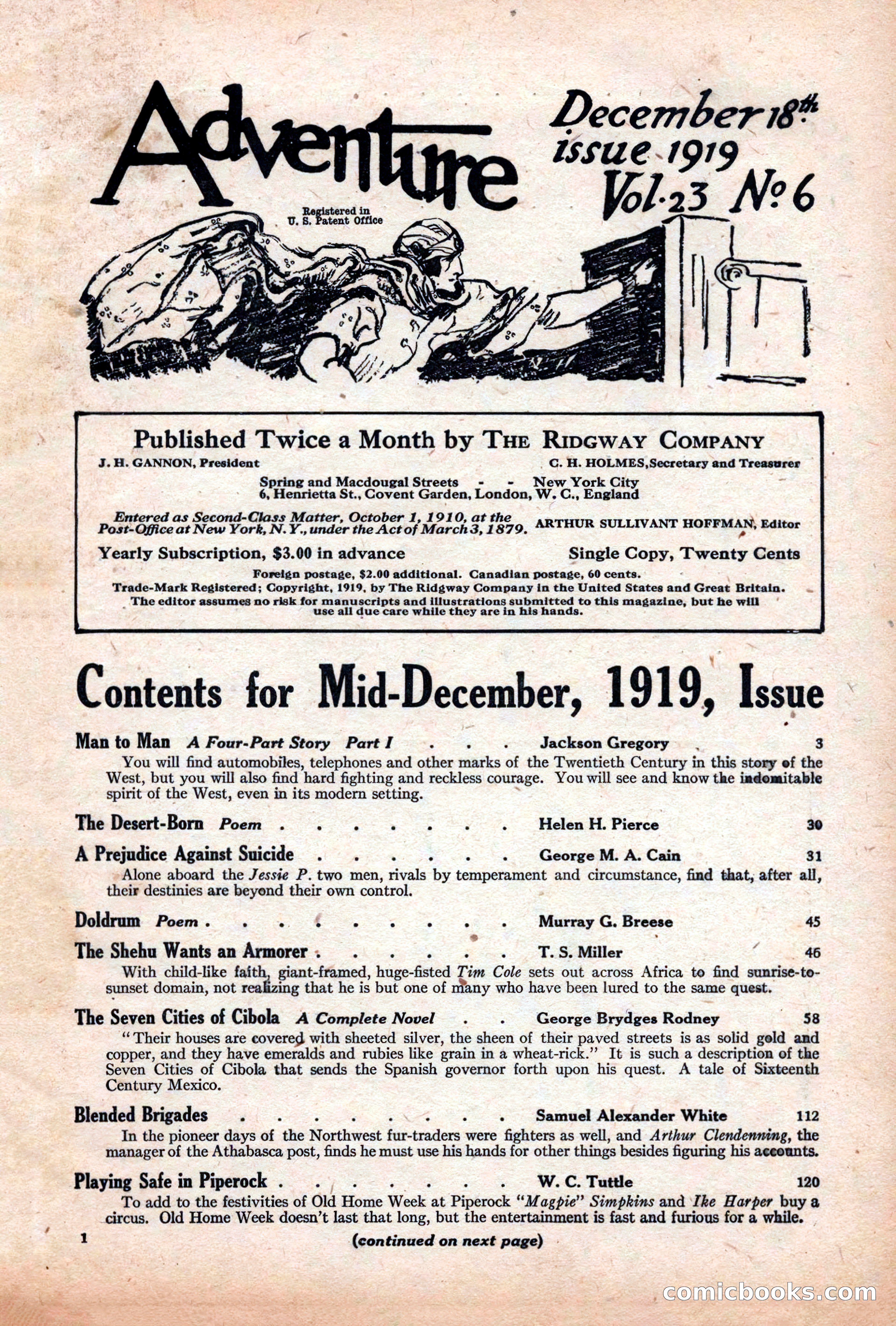 Adventure Magazine Cover, December 18, 1919 — page 15 of 208