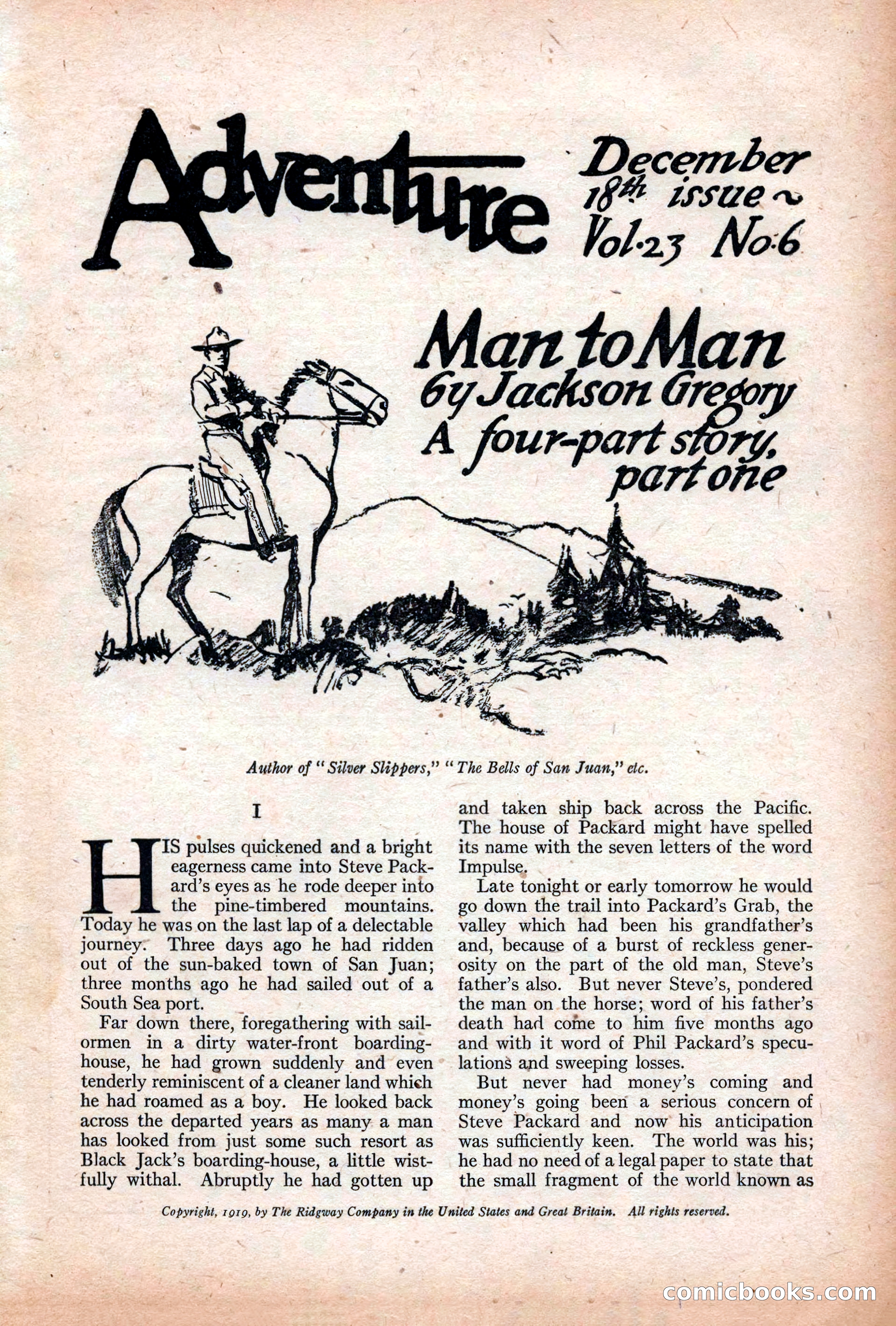 Adventure Magazine Cover, December 18, 1919 — page 17 of 208