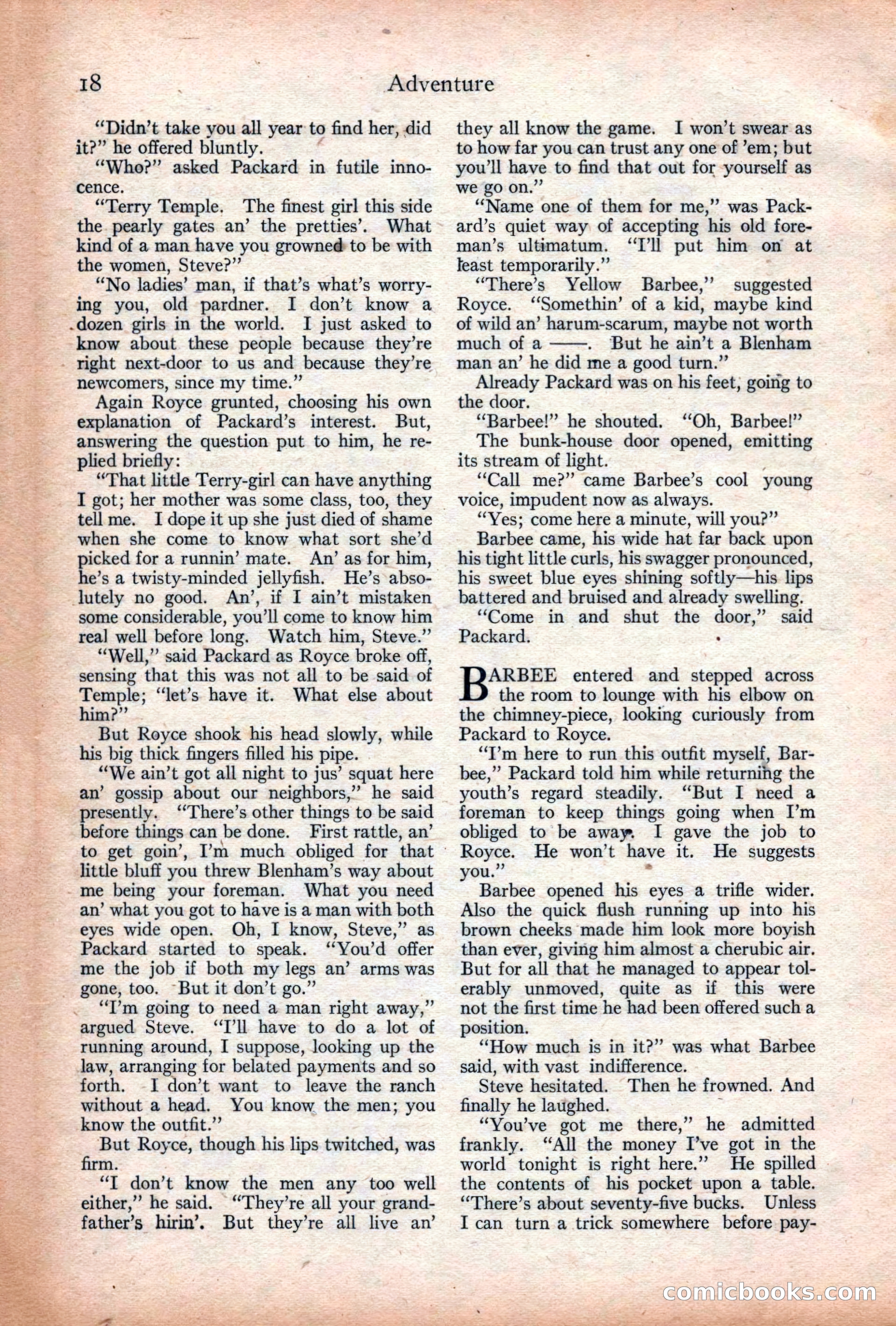 Adventure Magazine Cover, December 18, 1919 — page 32 of 208