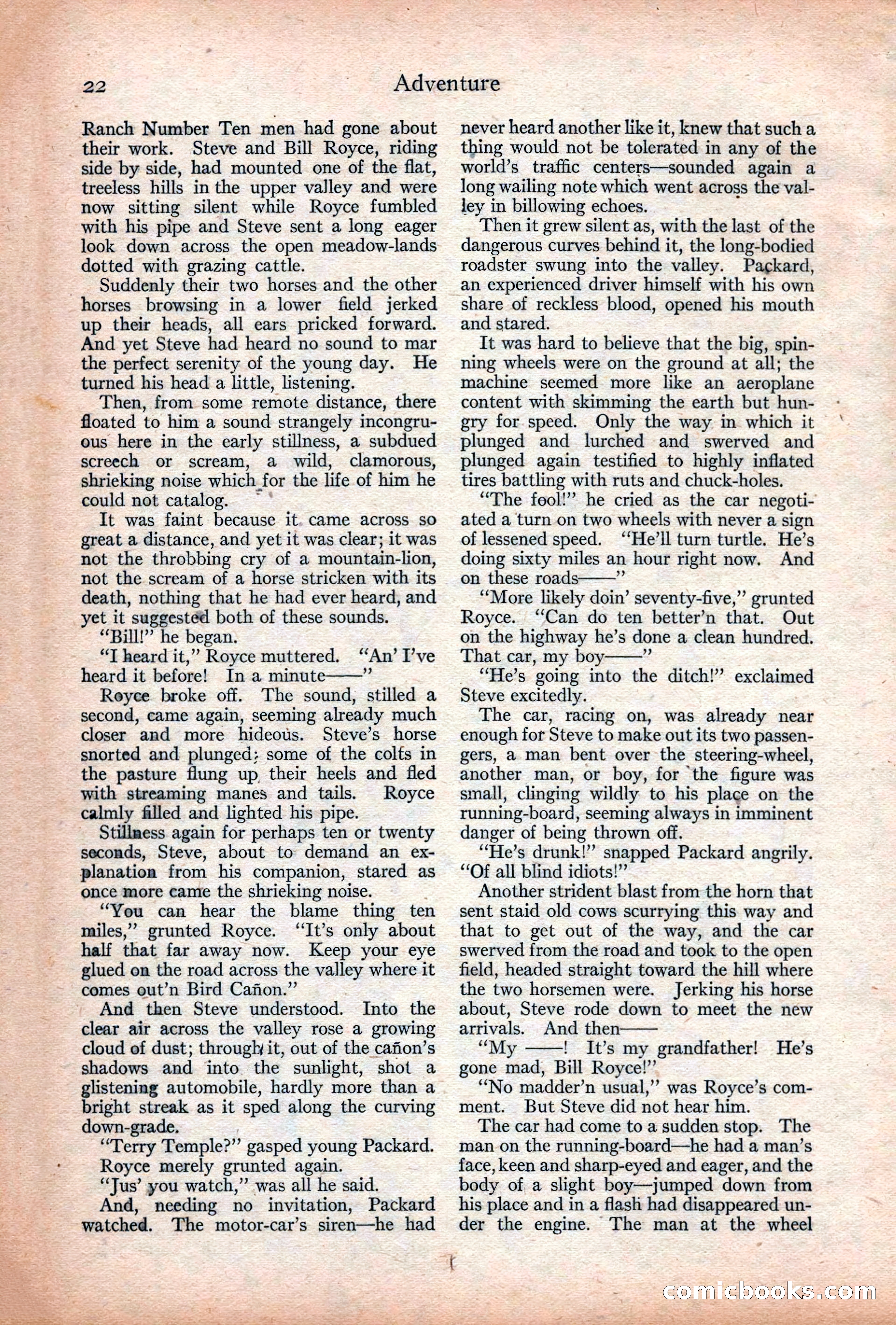 Adventure Magazine Cover, December 18, 1919 — page 36 of 208