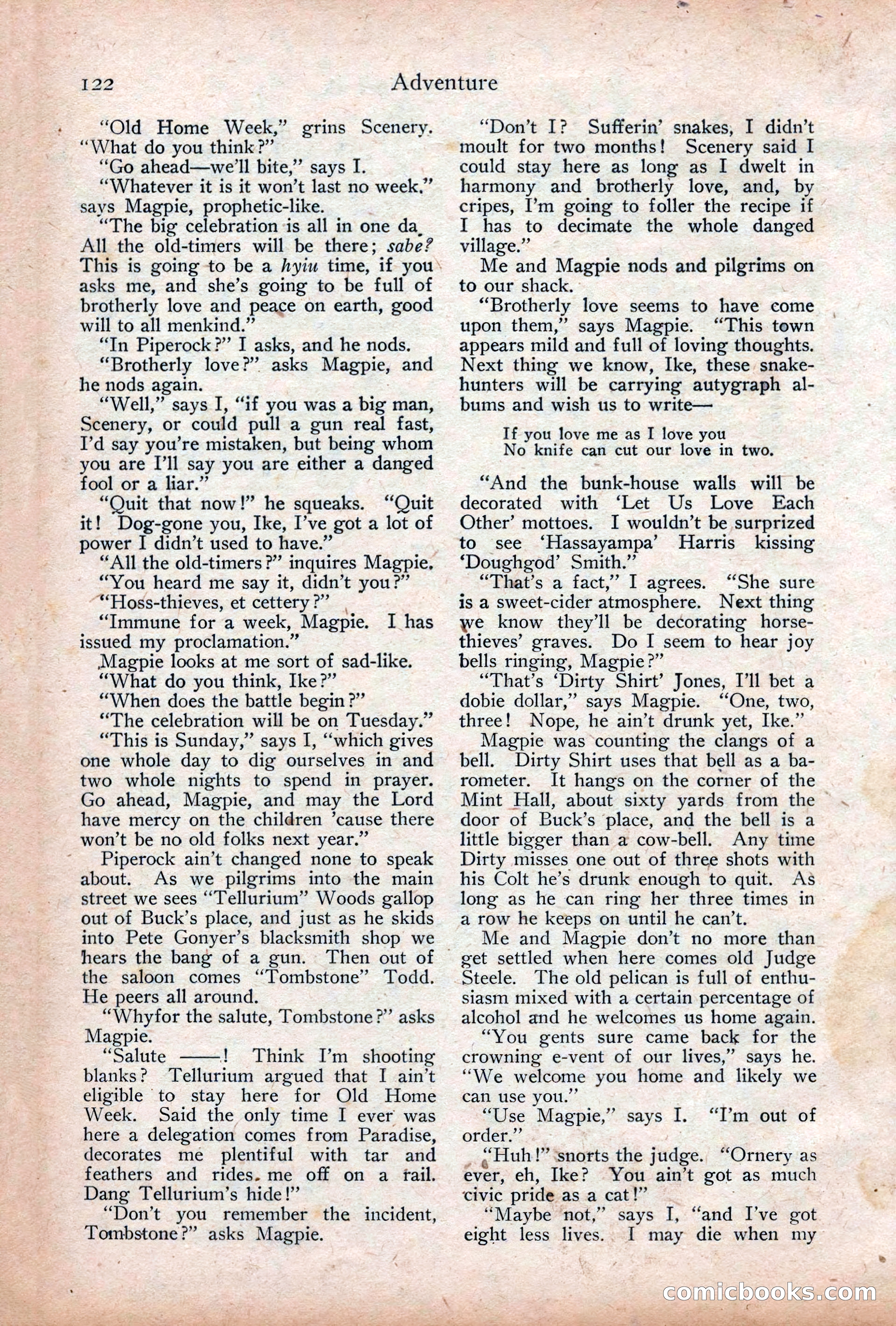 Adventure Magazine Cover, December 18, 1919 — page 136 of 208