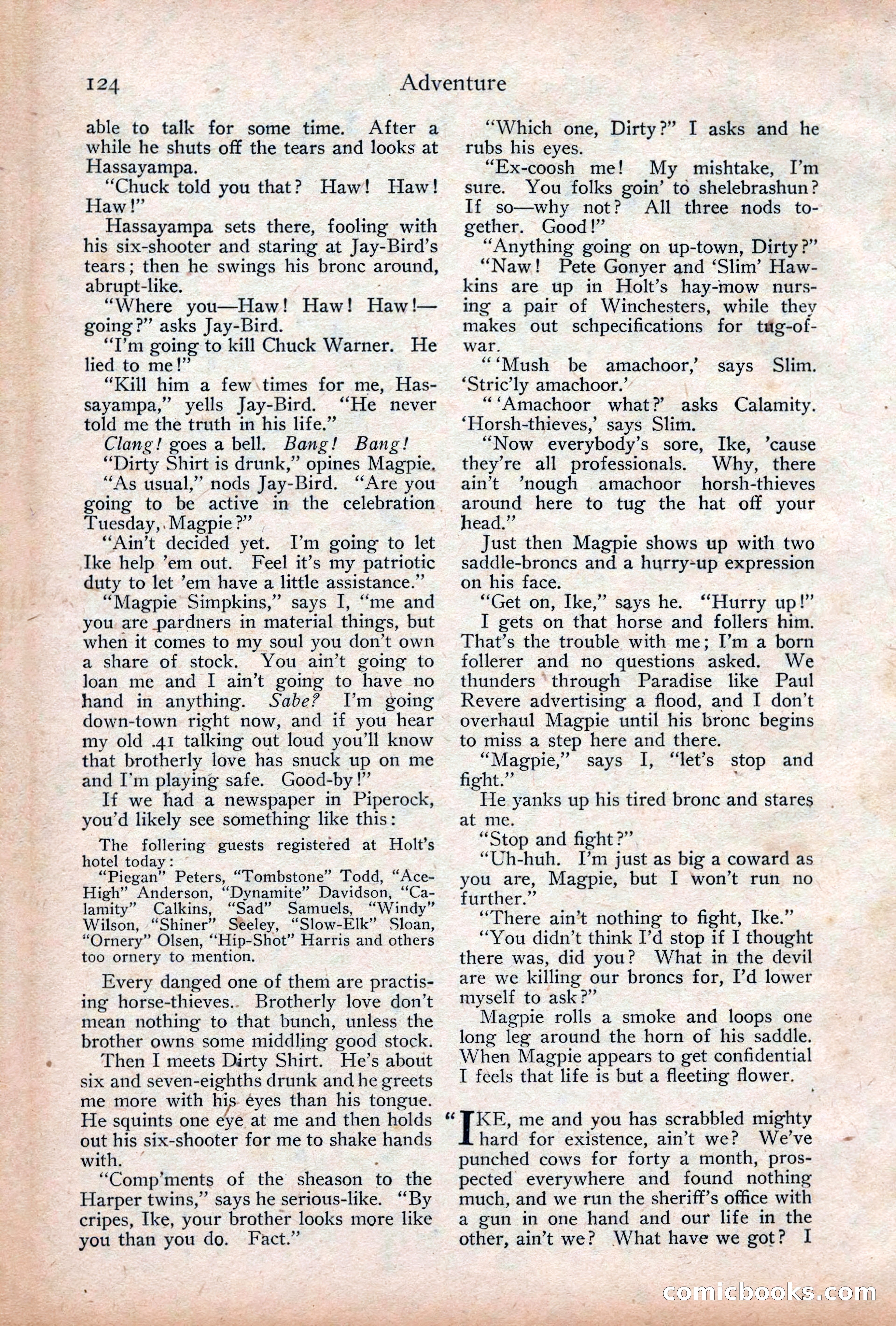 Adventure Magazine Cover, December 18, 1919 — page 138 of 208