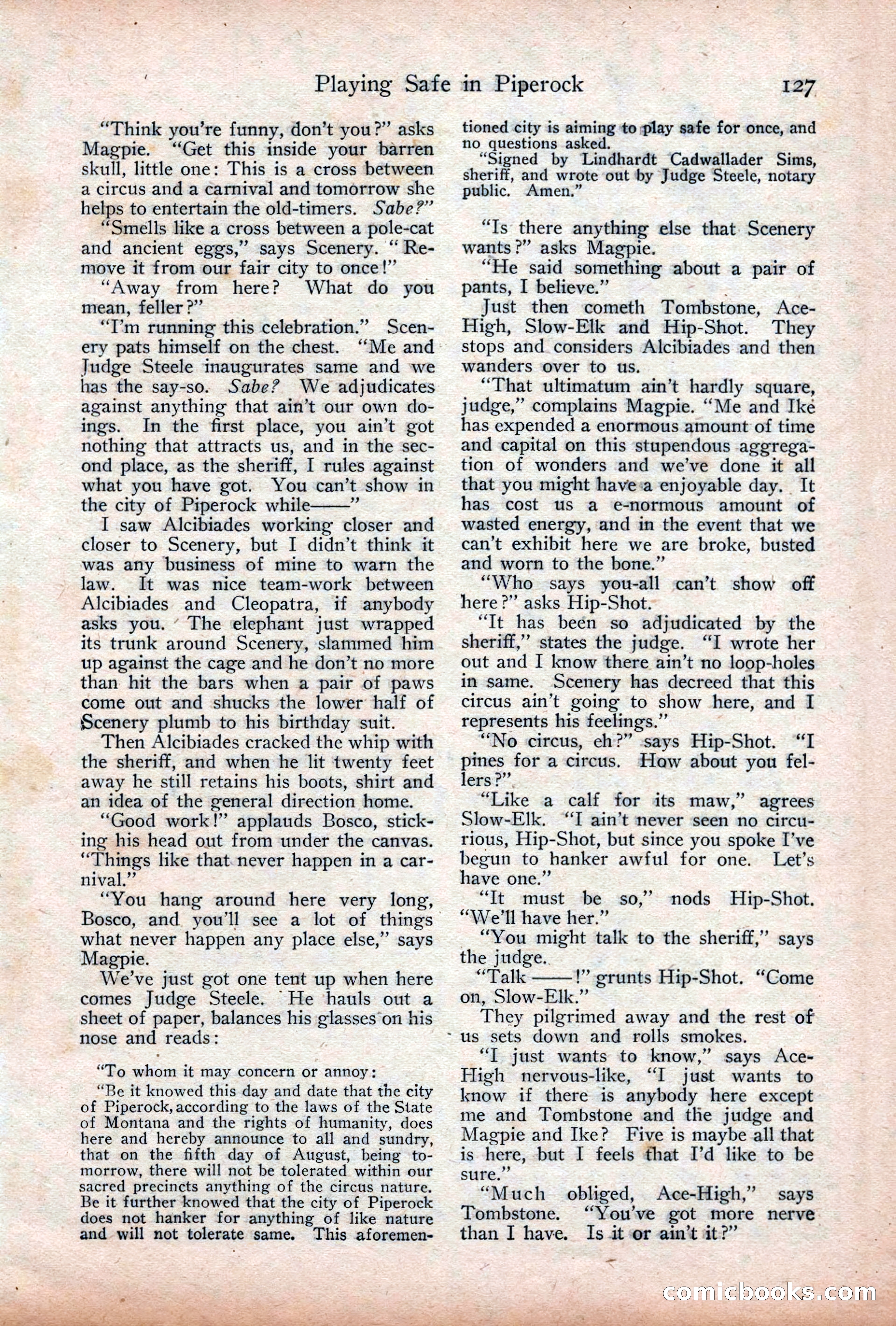 Adventure Magazine Cover, December 18, 1919 — page 141 of 208