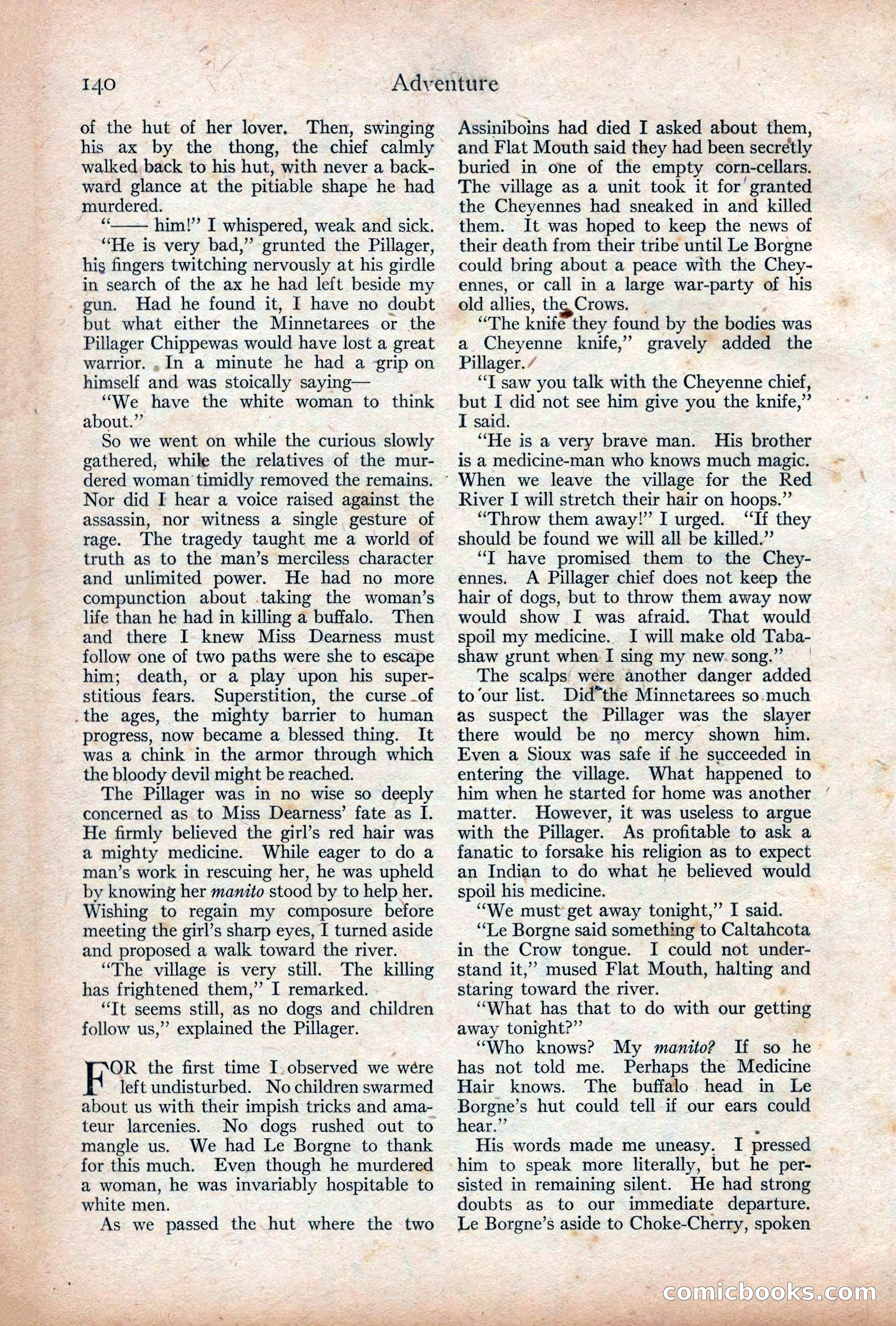 Adventure Magazine Cover, December 18, 1919 — page 154 of 208