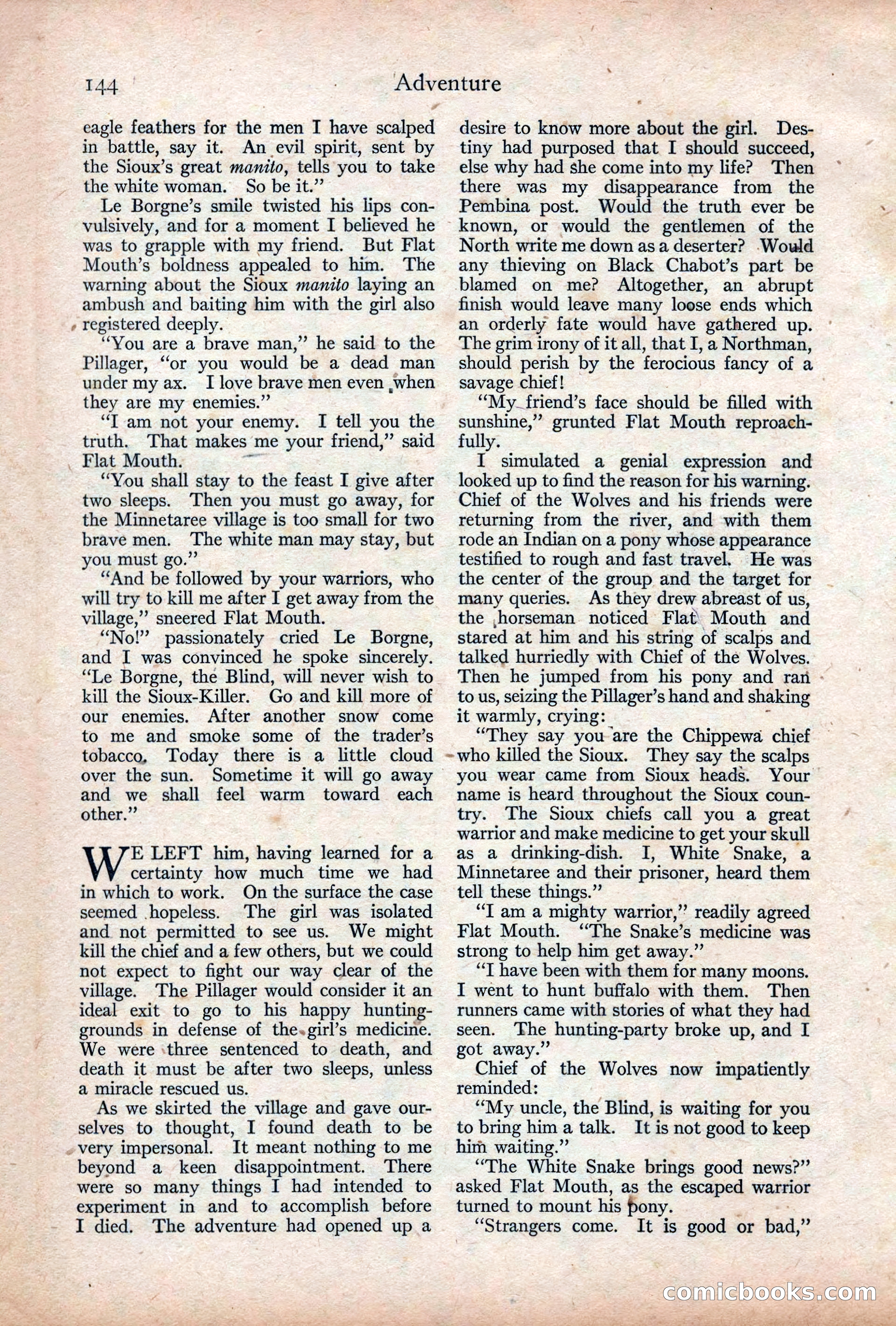 Adventure Magazine Cover, December 18, 1919 — page 158 of 208