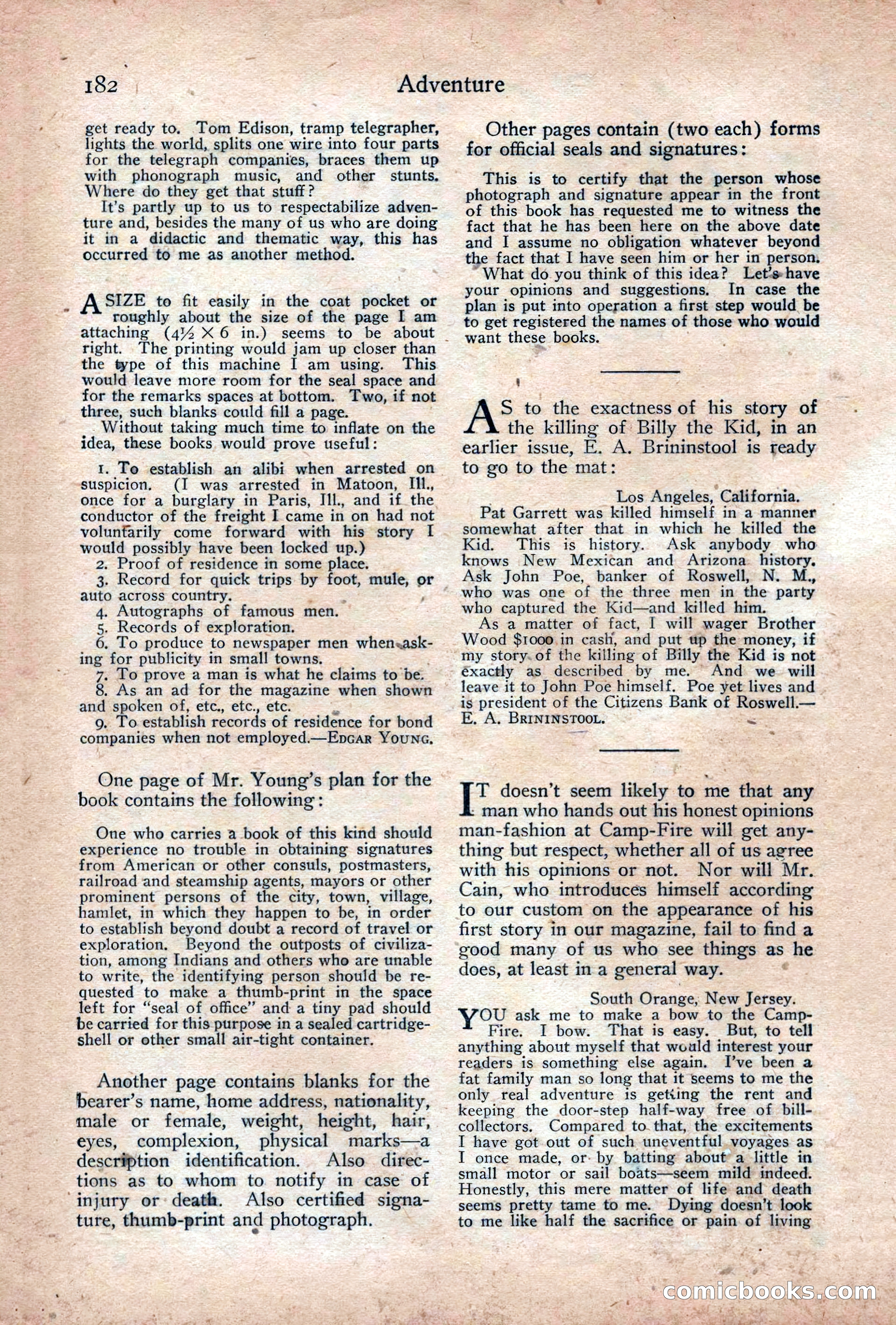 Adventure Magazine Cover, December 18, 1919 — page 196 of 208