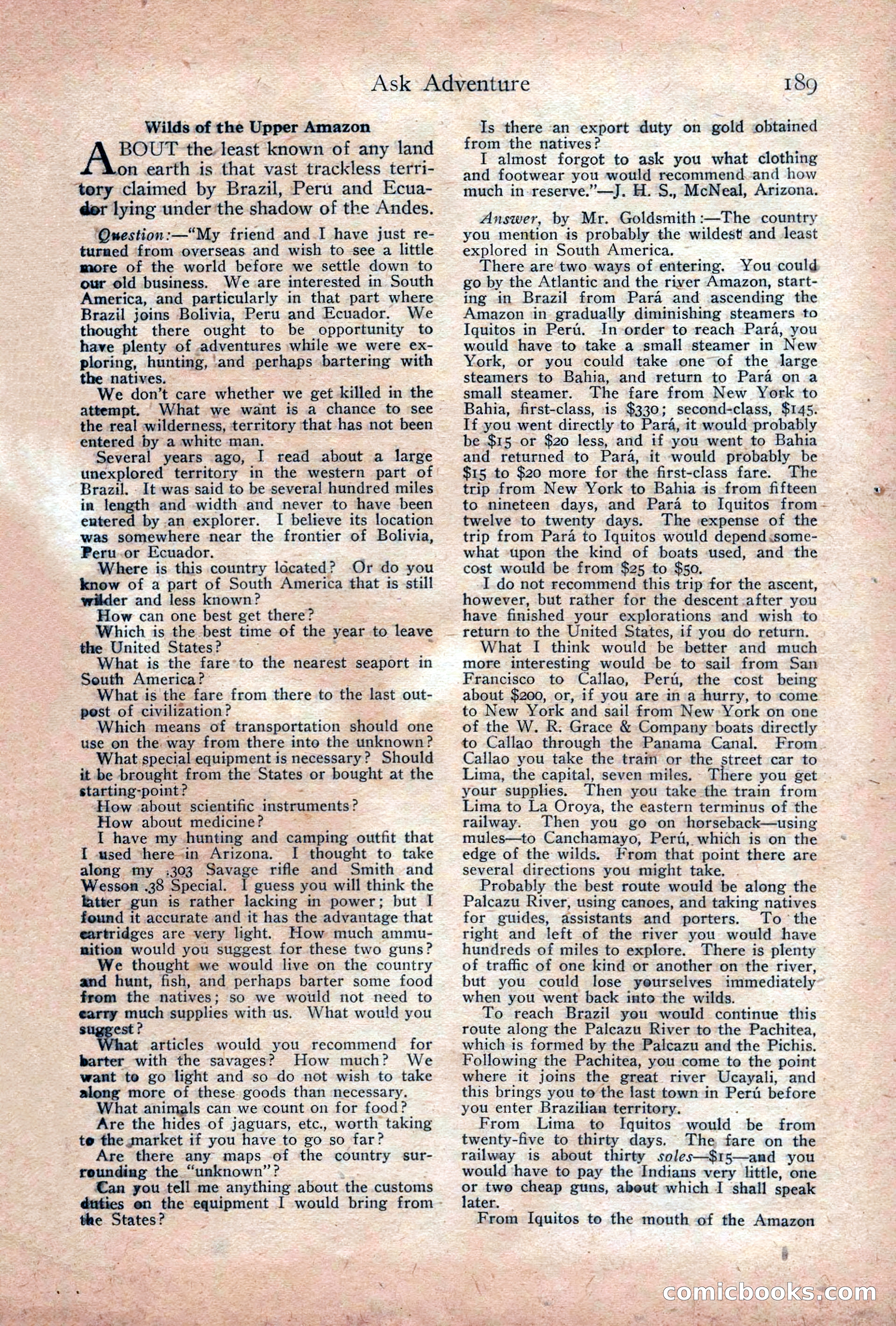 Adventure Magazine Cover, December 18, 1919 — page 203 of 208