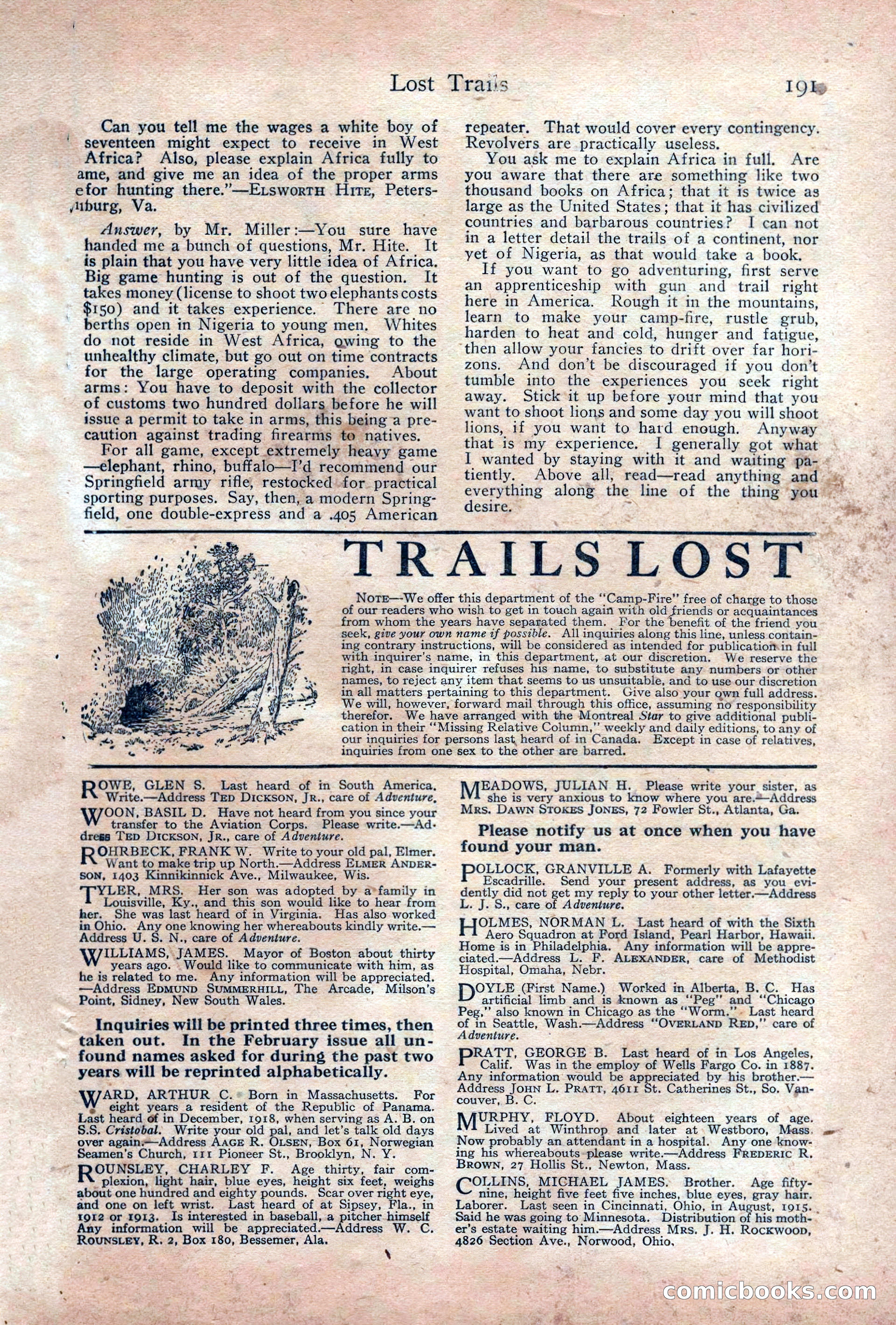 Adventure Magazine Cover, December 18, 1919 — page 205 of 208