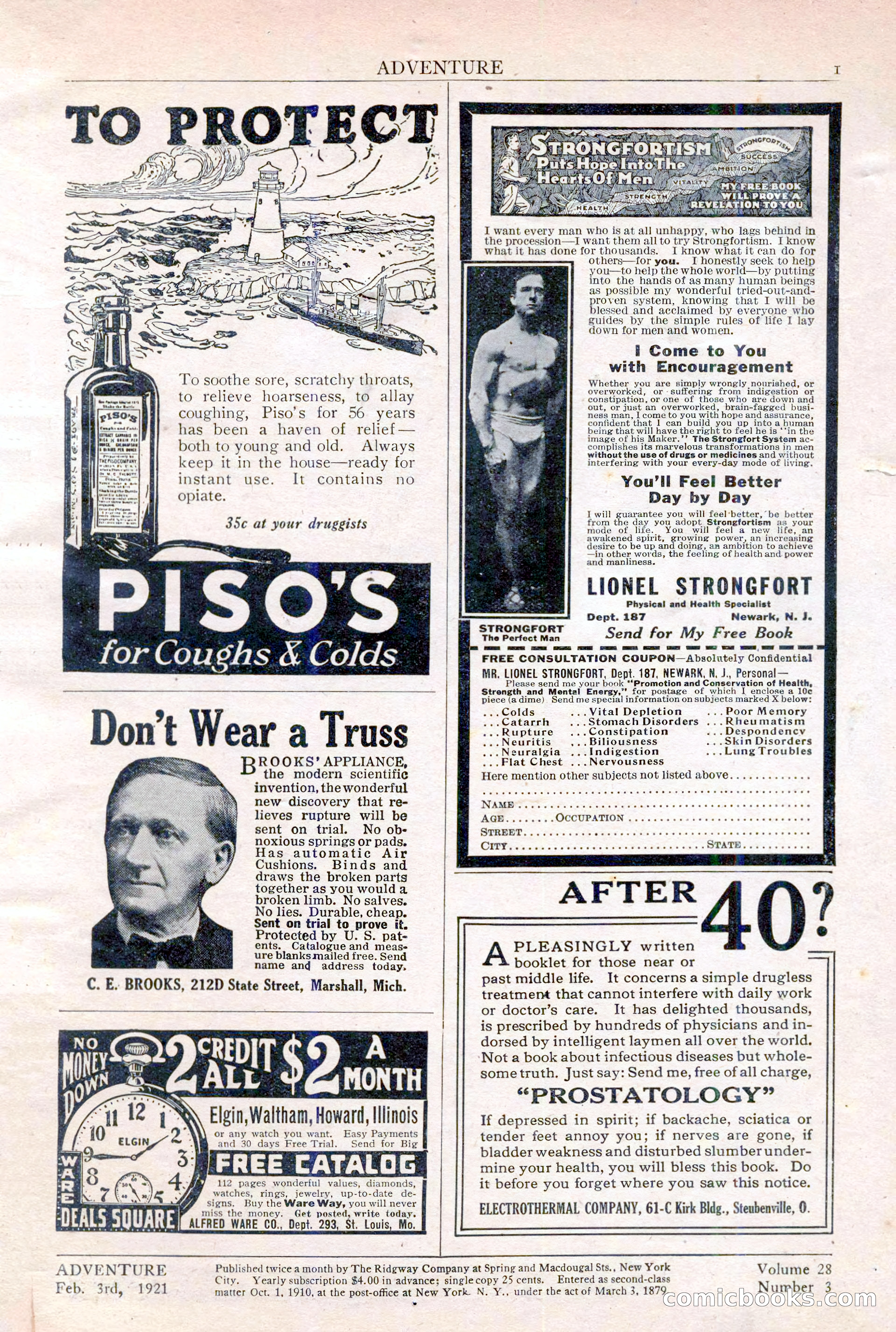 Adventure Magazine Cover, February 3, 1921 — page 3 of 200