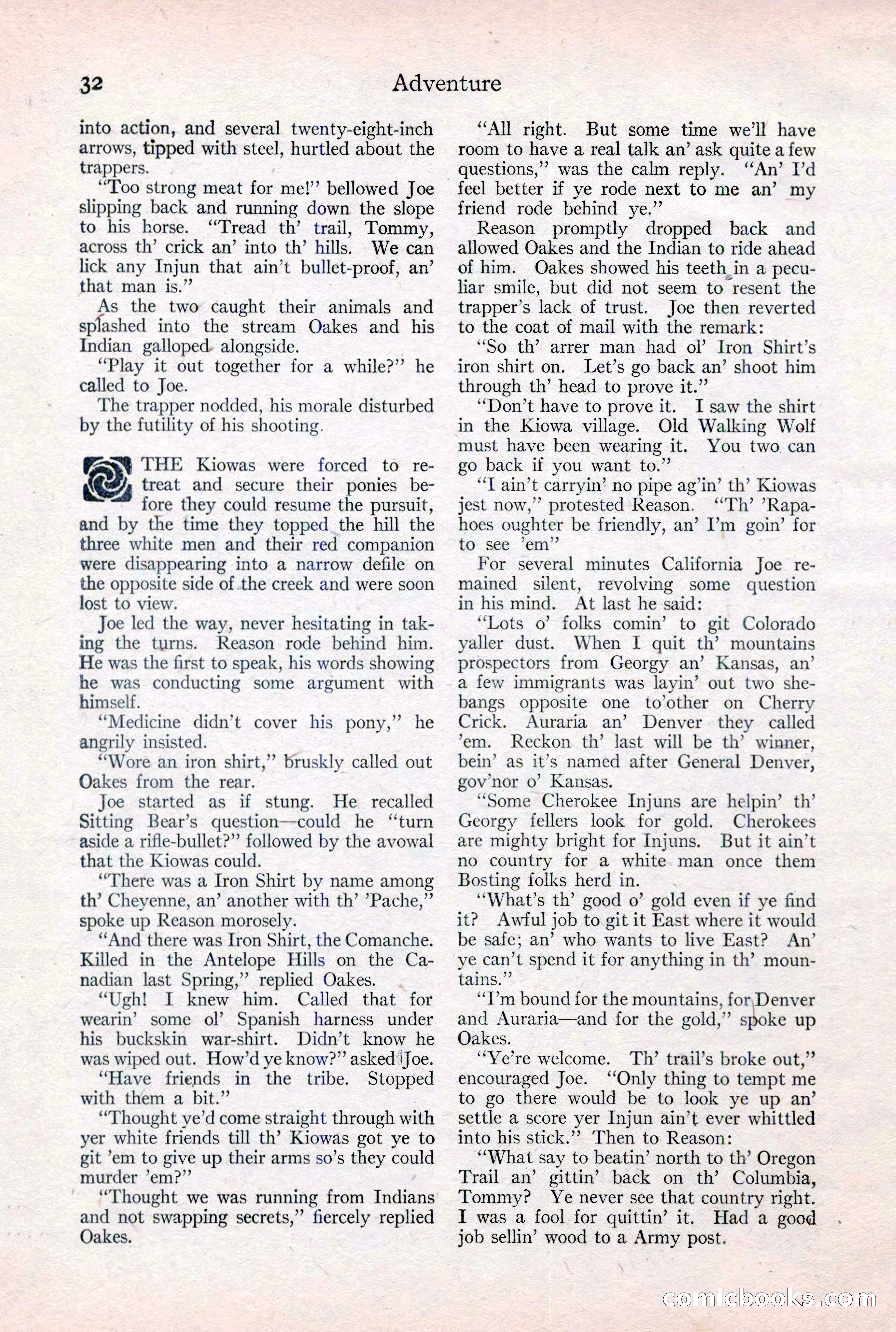 Adventure Magazine Cover, February 3, 1921 — page 38 of 200
