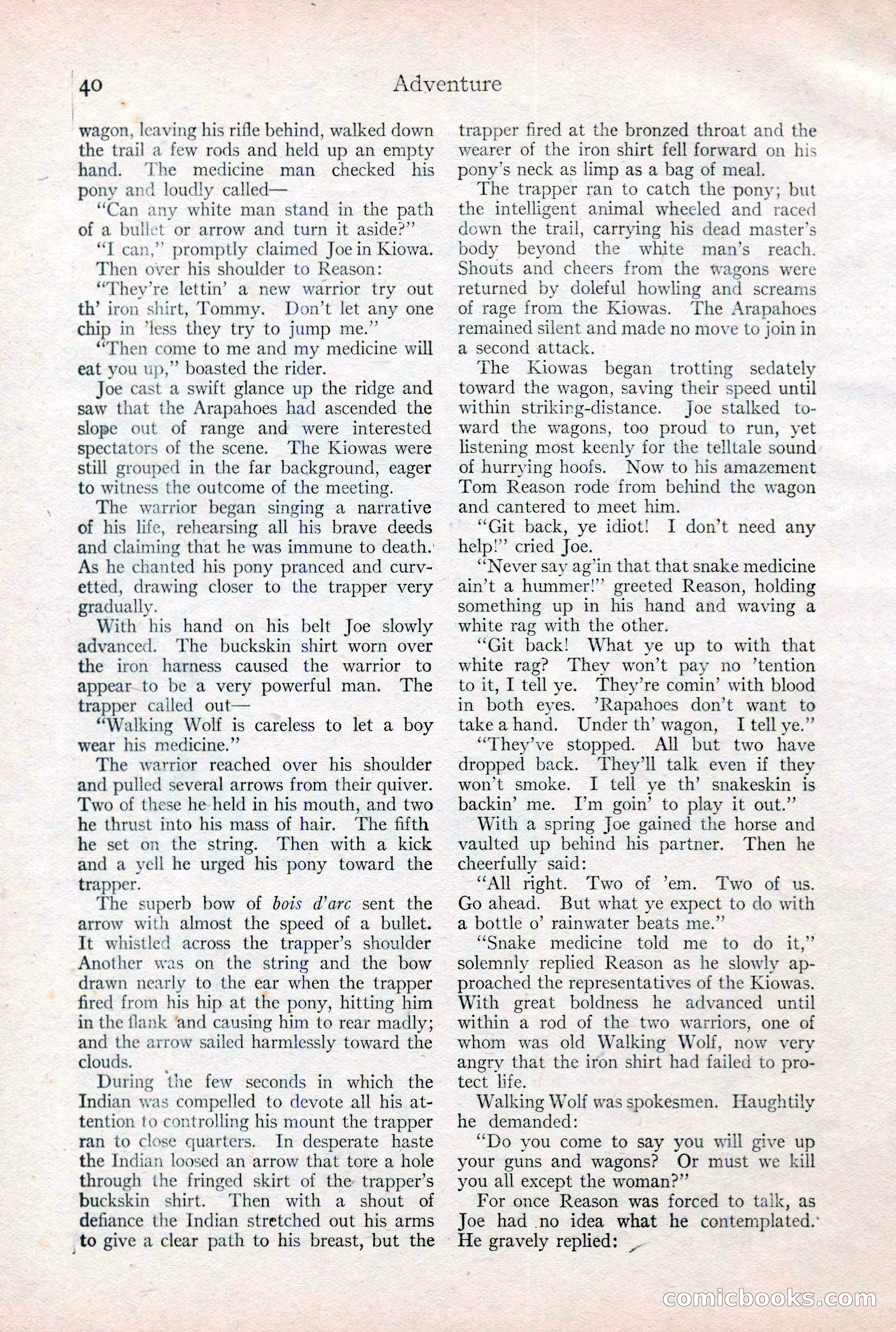 Adventure Magazine Cover, February 3, 1921 — page 46 of 200
