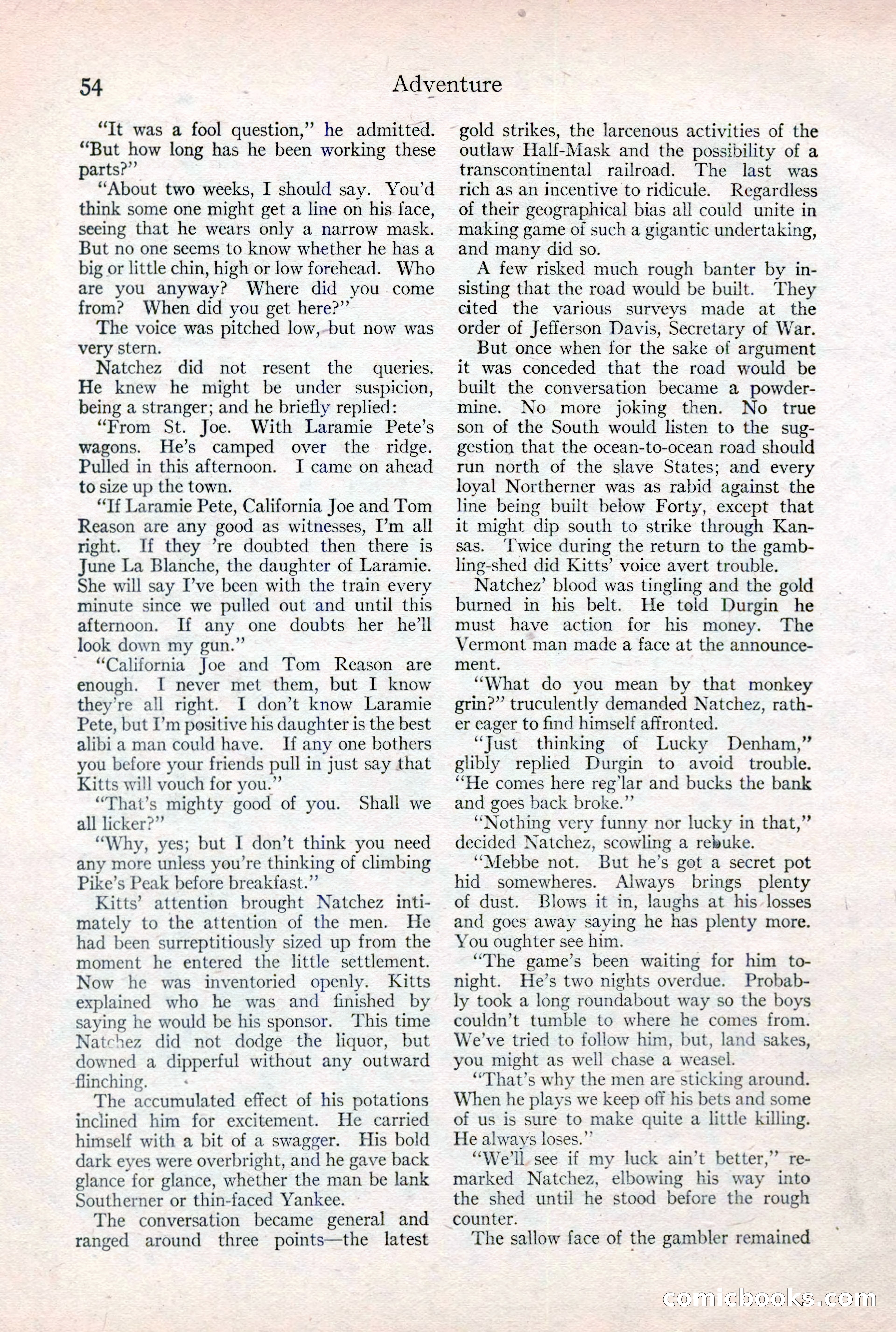 Adventure Magazine Cover, February 3, 1921 — page 60 of 200