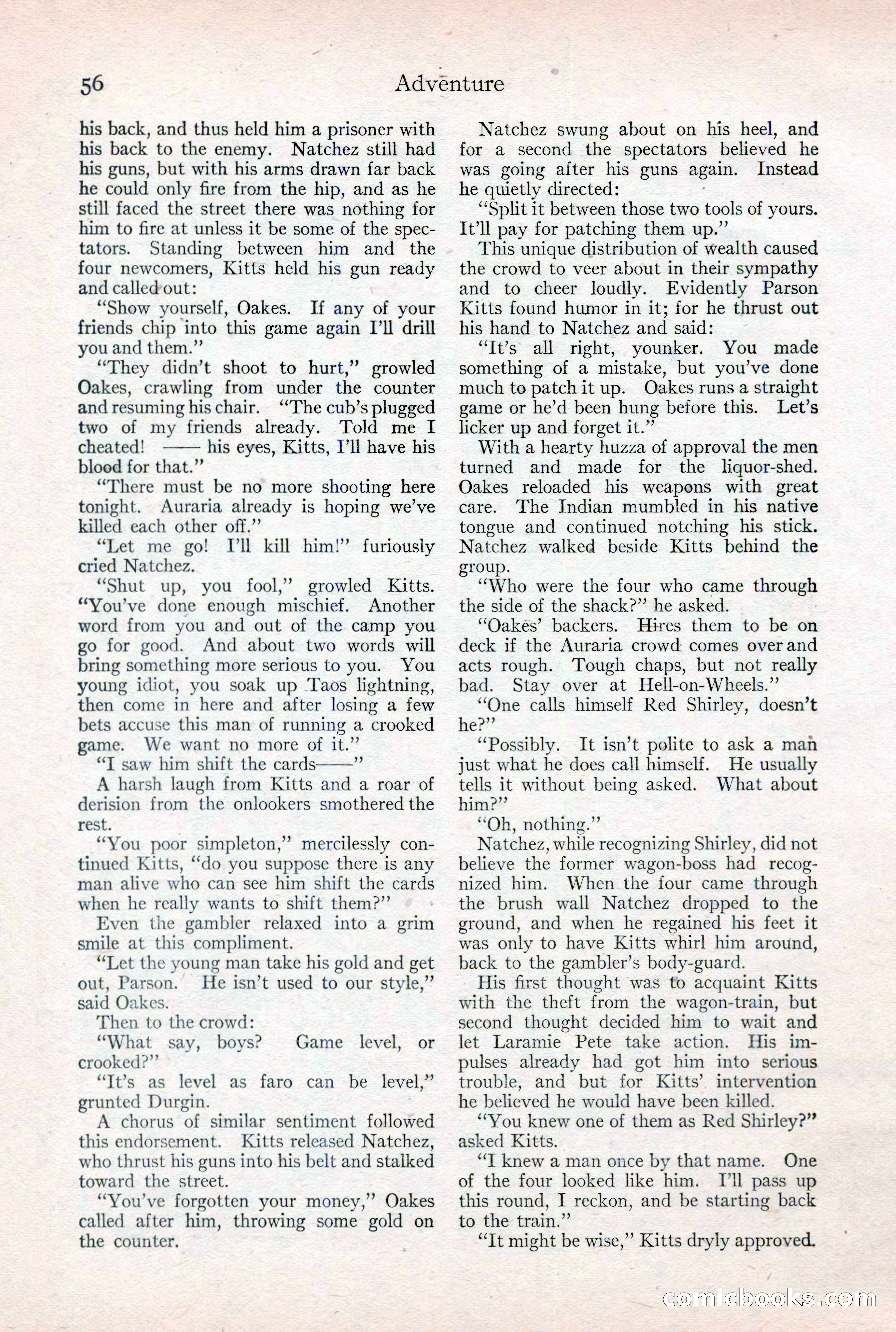 Adventure Magazine Cover, February 3, 1921 — page 62 of 200