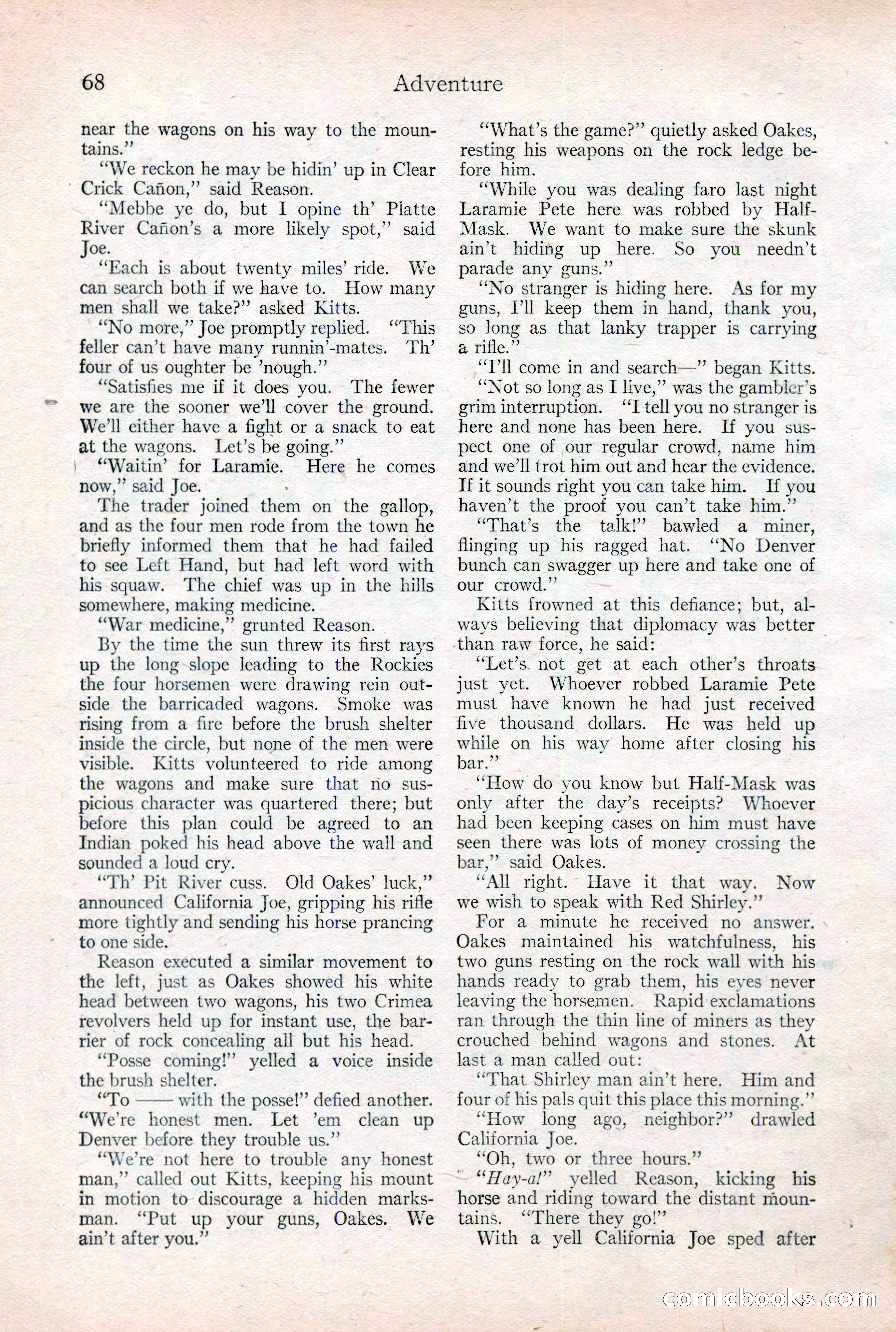 Adventure Magazine Cover, February 3, 1921 — page 74 of 200