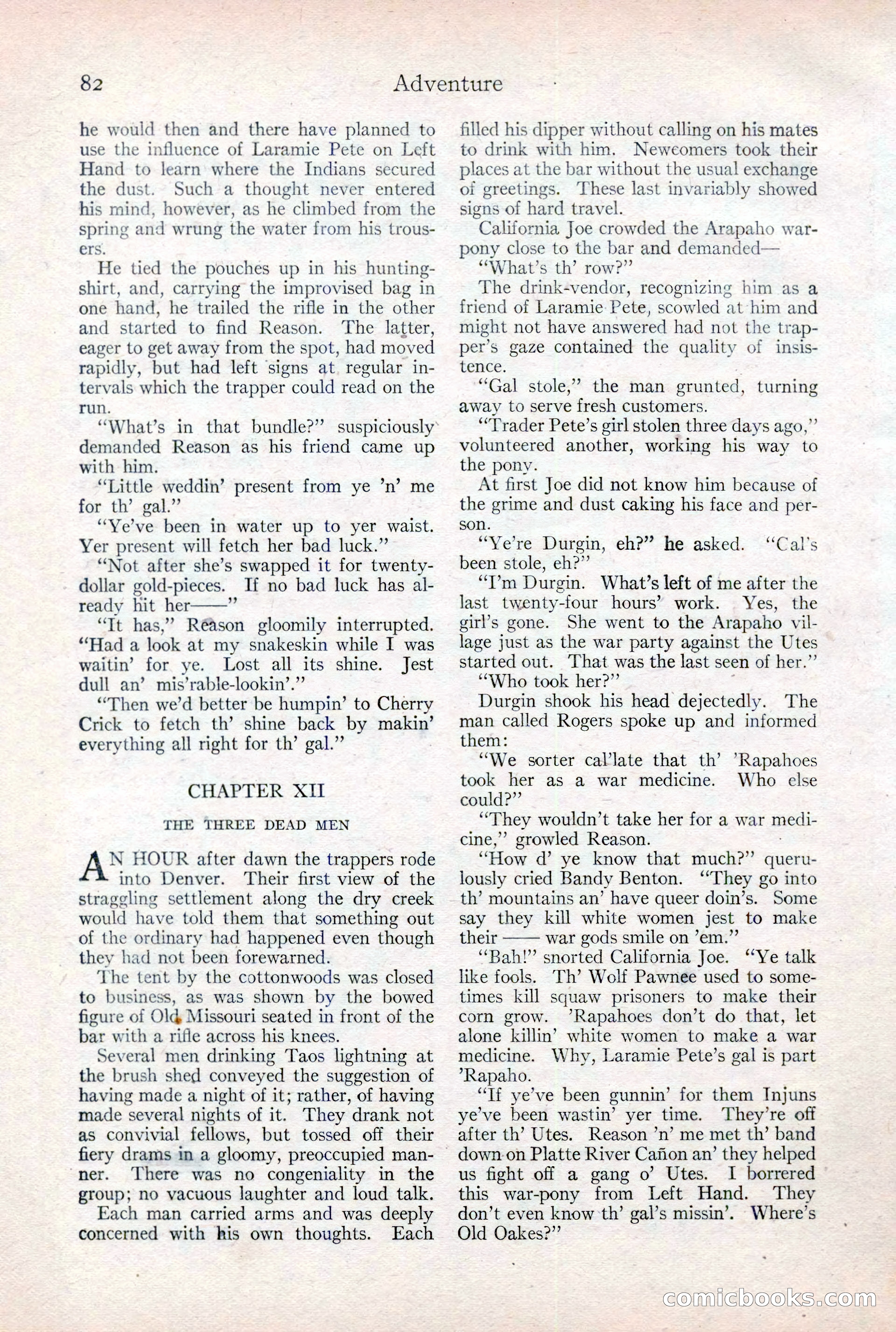 Adventure Magazine Cover, February 3, 1921 — page 88 of 200